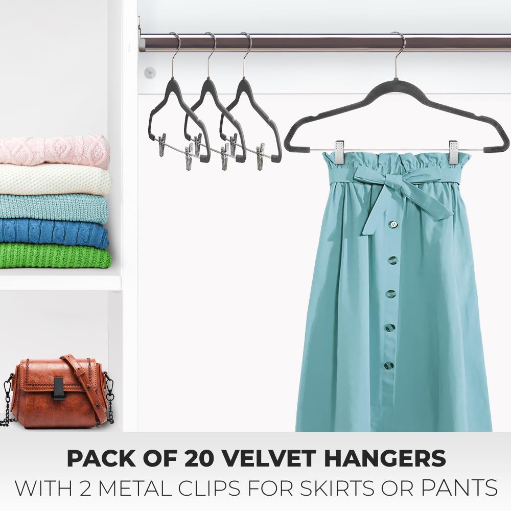 Osto 20 Pack Premium Velvet Hangers With Clips, Non-slip Pants