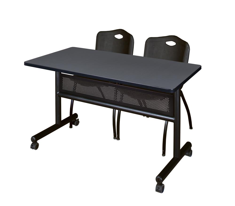 Regency MKFTM4824GY47BK Training Gray 4-Person Training Table (48-in W x 29-in H)