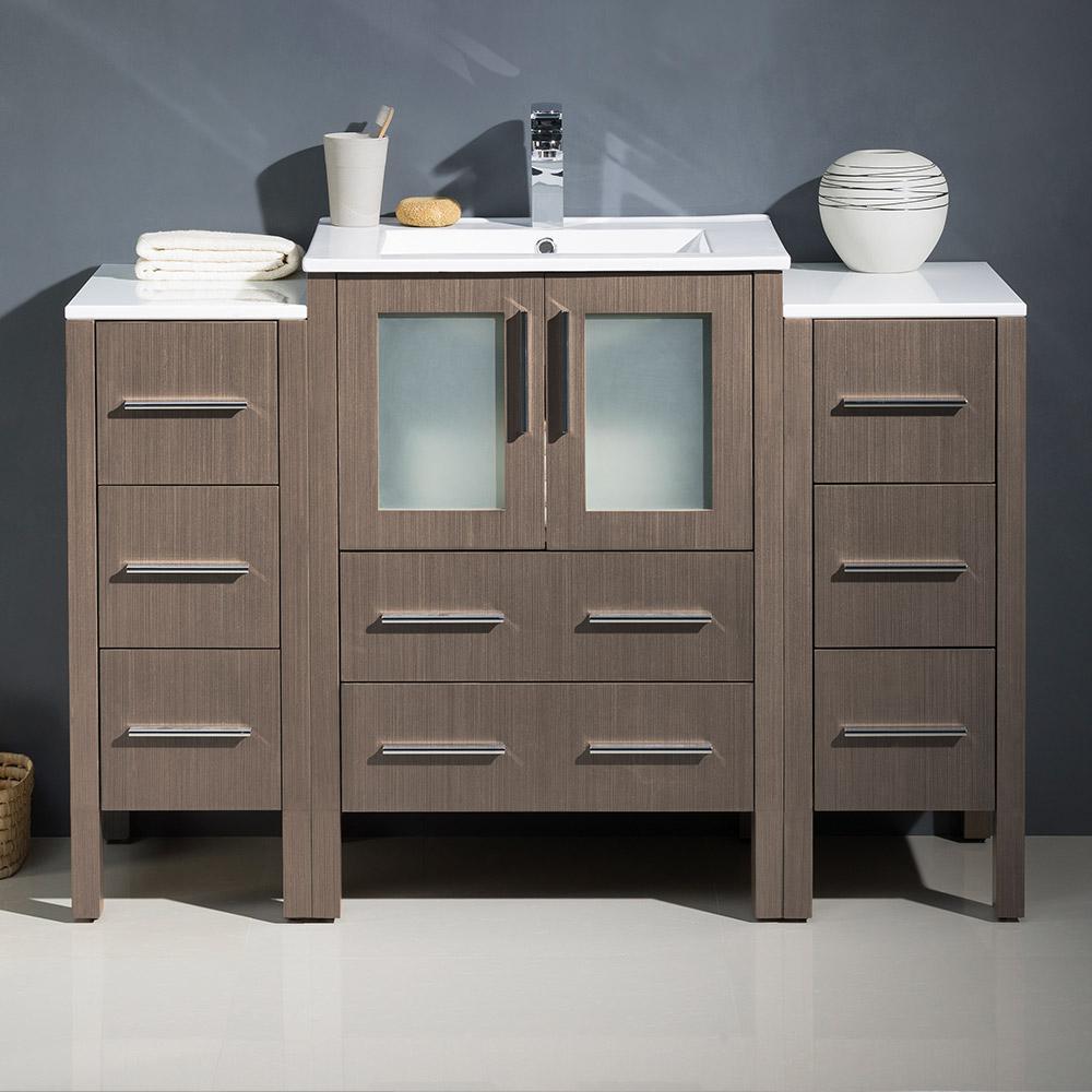 Fresca FCB62-122412GO-I Torino 48-in Gray Oak - 3 PCS Single sink Bathroom Vanity with White Ceramic Top