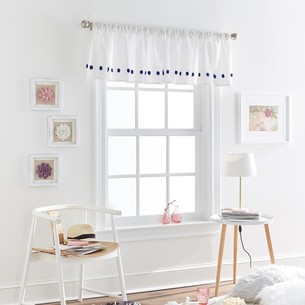 CHF 1Z83020LNY Tufted Dot 16-in Navy Polyester Rod pocket Valance