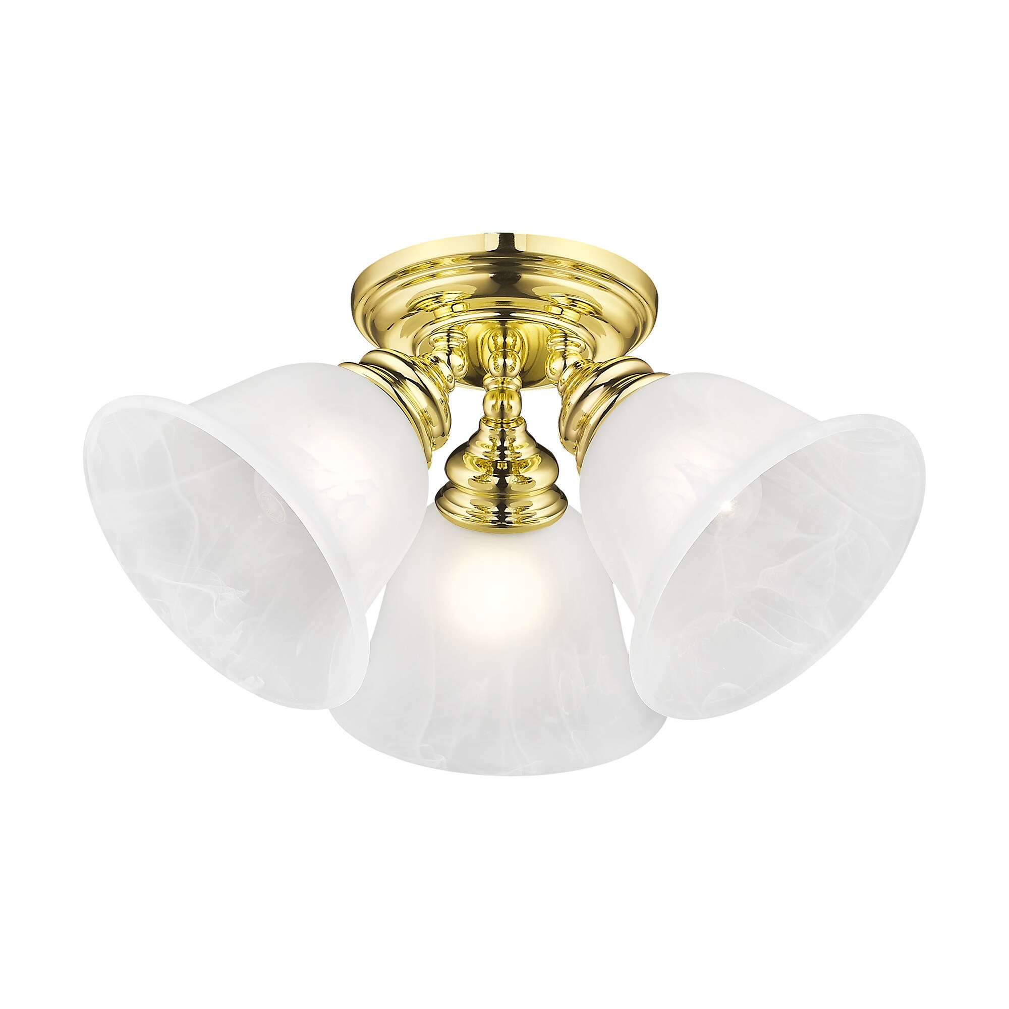 Livex Lighting 1358-02 Essex 3 -Light 14.5-in Polished Brass Semi Flush Mount Light