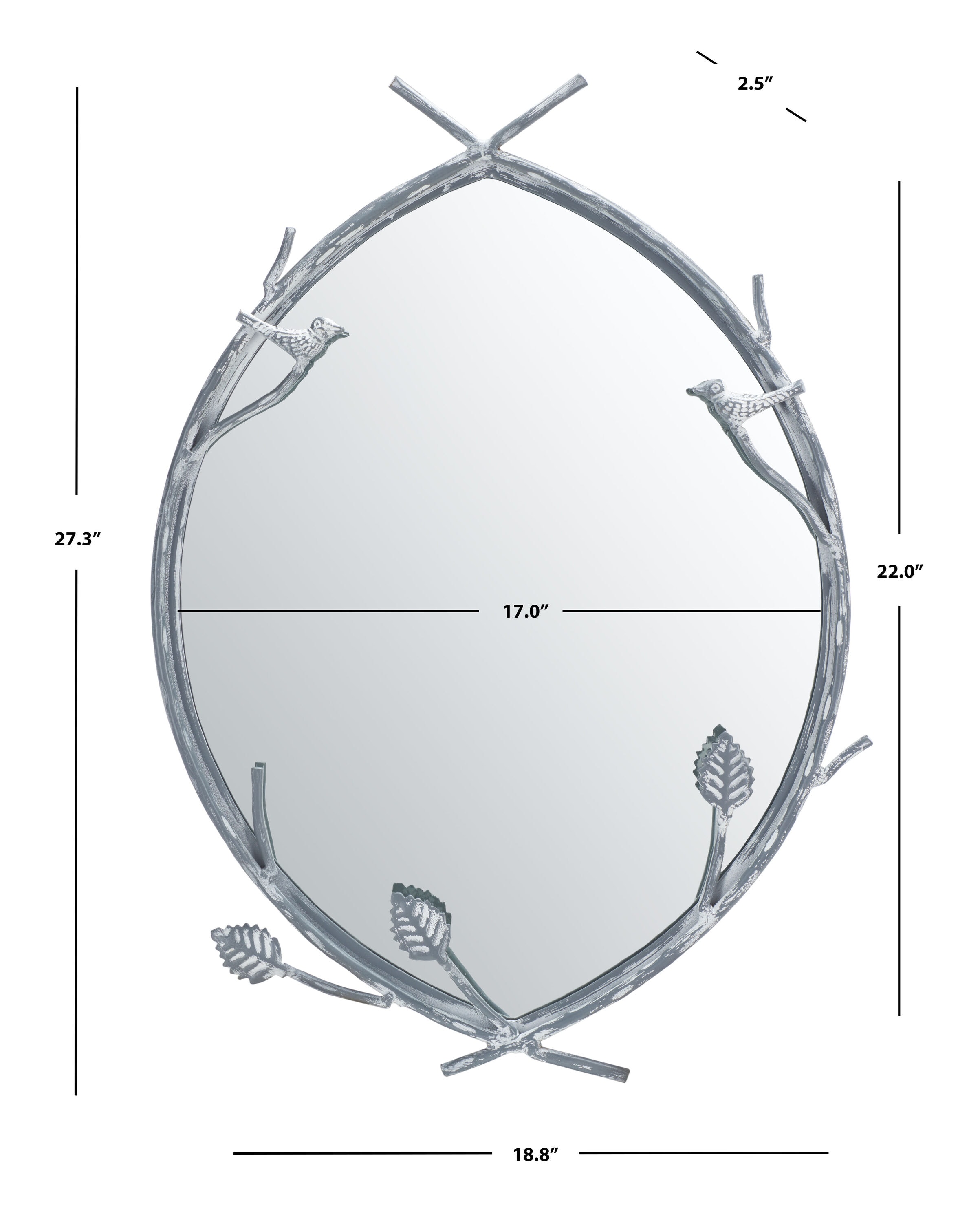 SAFAVIEH Helios 18.8 in. x 27.2 in. Solid Frame Mirror, Silver