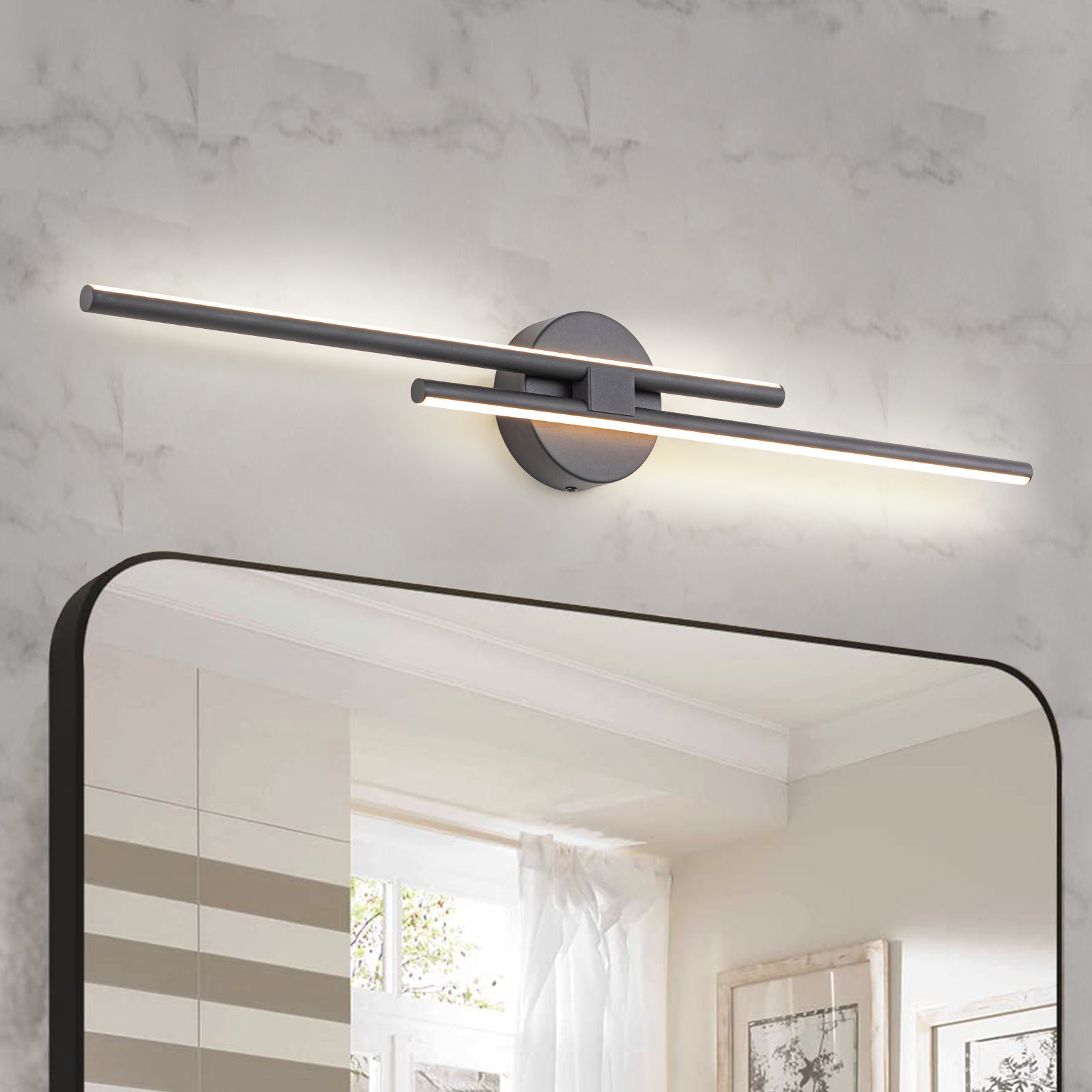 EDISLIVE Y81010000049788 31.5-in 2 -Light Matte Black Integrated LED Modern/contemporary Vanity light