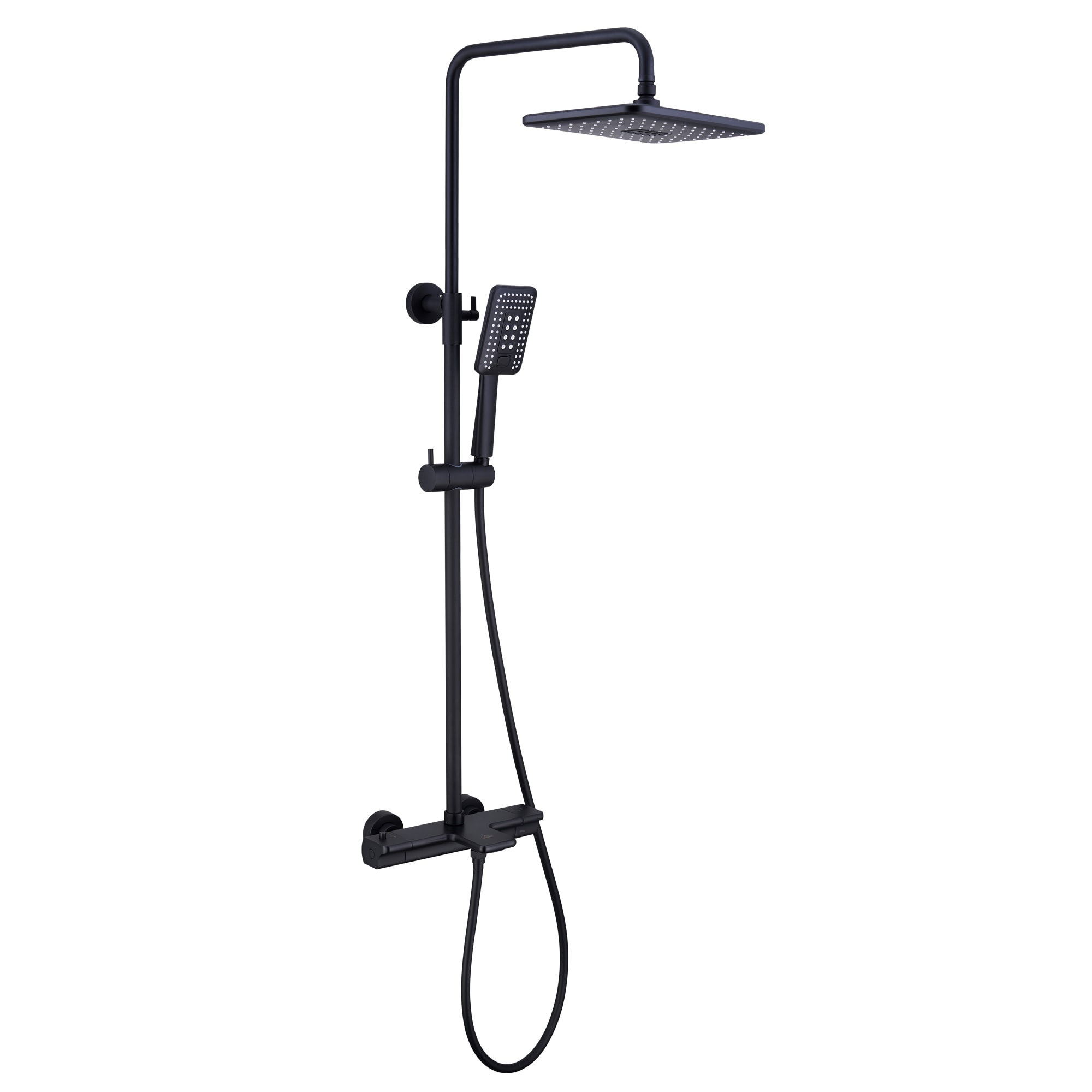 CASAINC Thermostatic shower system Matte Black Dual Head Waterfall Built-In Shower  Faucet System with 2-way Diverter Valve Included in the Shower Systems  department at