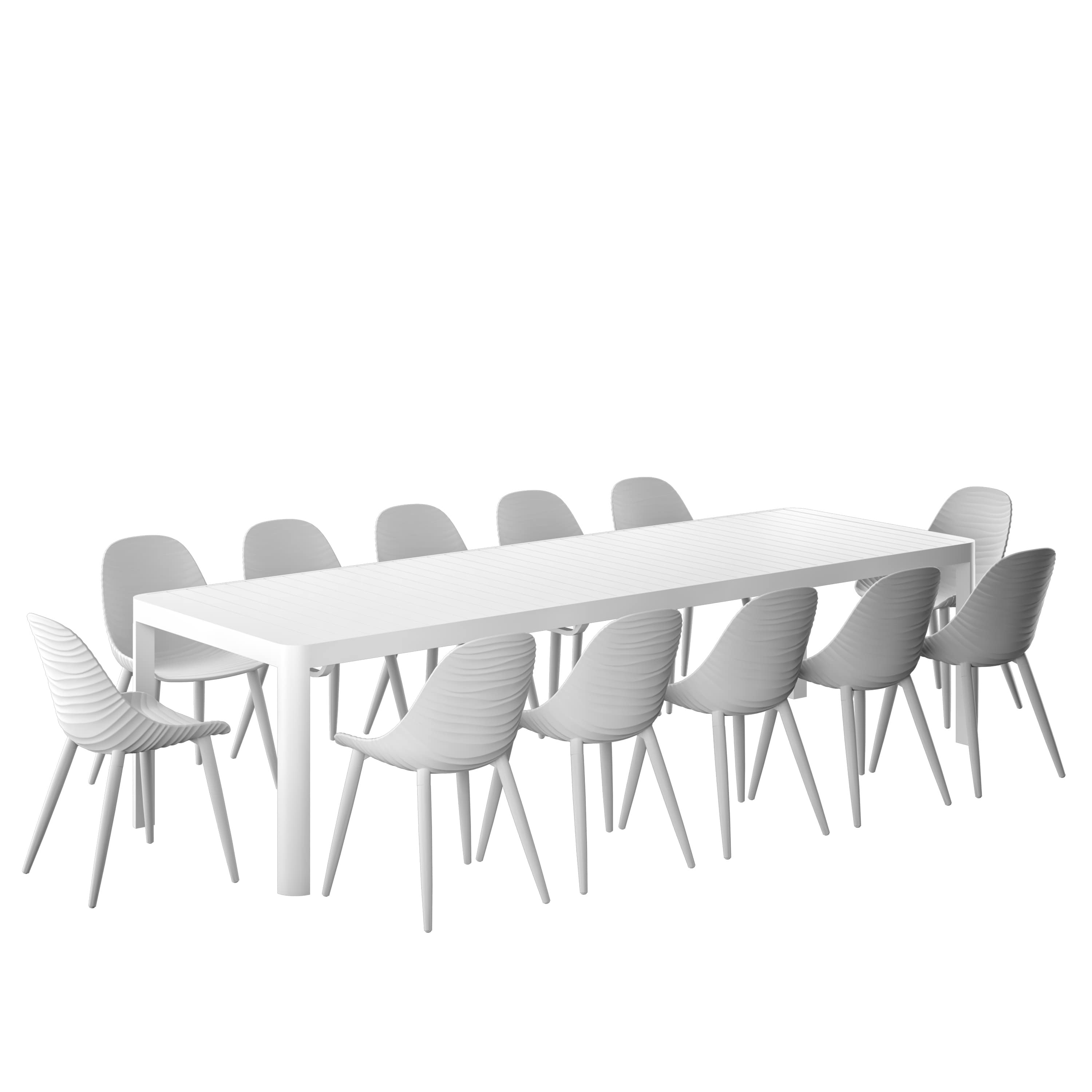 Amazonia CALEXTWHT-12STRWTAL Urban Elements Borneo Patio Dining Set for 12 – Perfect for Family and Friends - Modern and Stylish Dining Table with Chairs