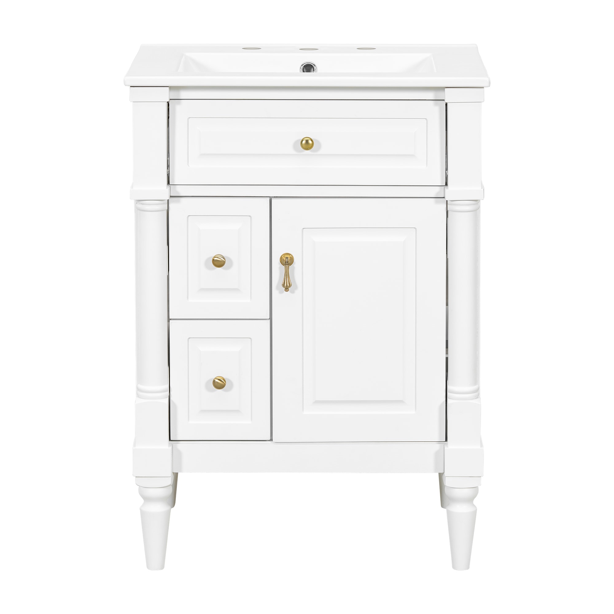 Ayelon - Requires assembly 24-in White Undermount Single Sink Bathroom Vanity with White Ceramic Top