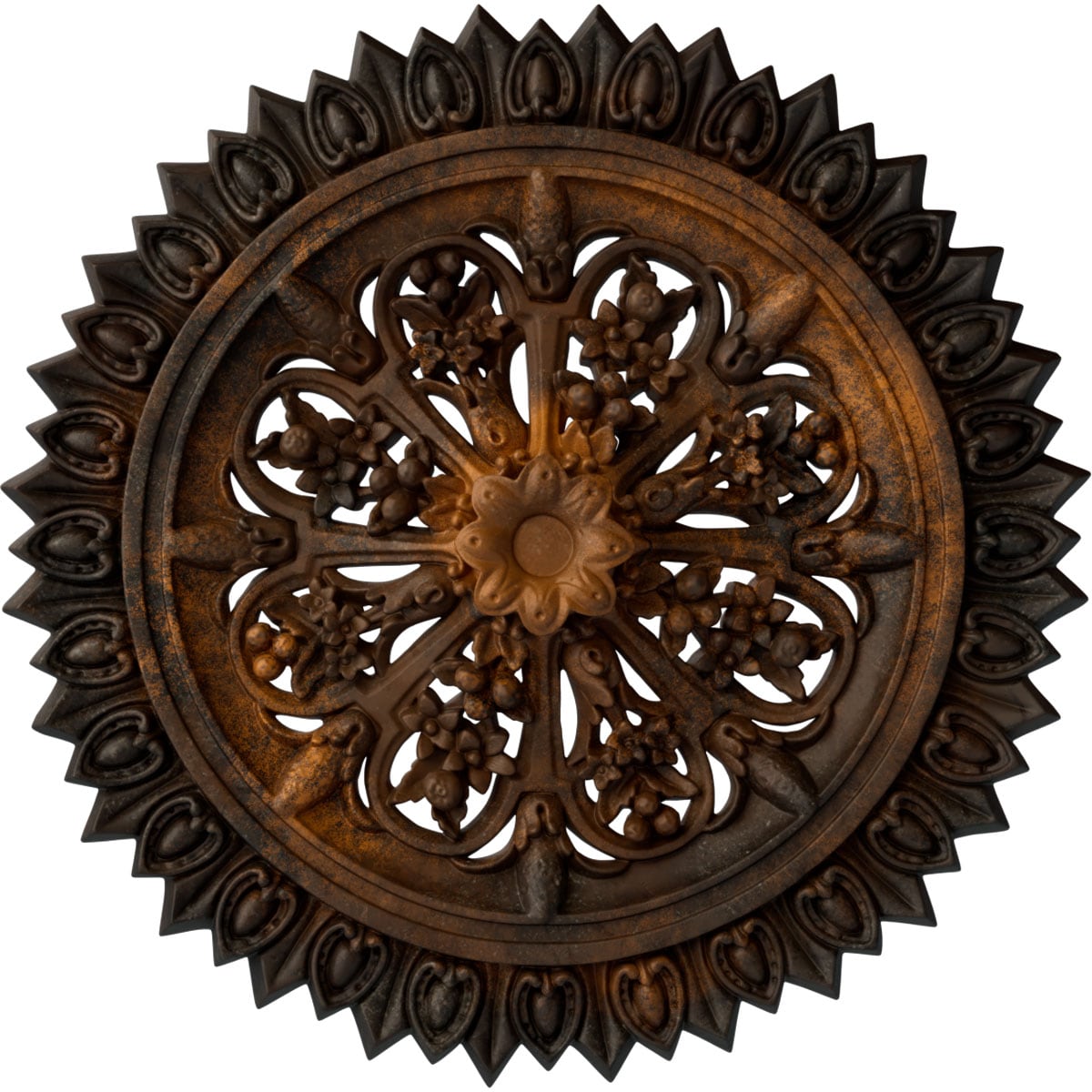 Ekena Millwork CM24LARUS Lariah 24.75-in W x 24.75-in L Painted Rust Polyurethane Whole Ceiling Medallion
