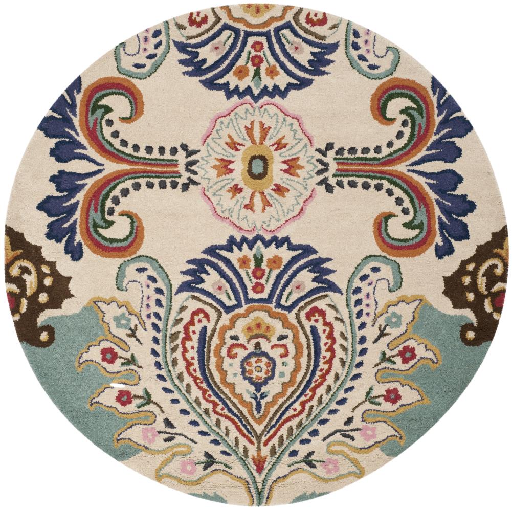 Ivory Bliss Round Hand-Tufted Wool & Viscose Rug - 7' Diameter