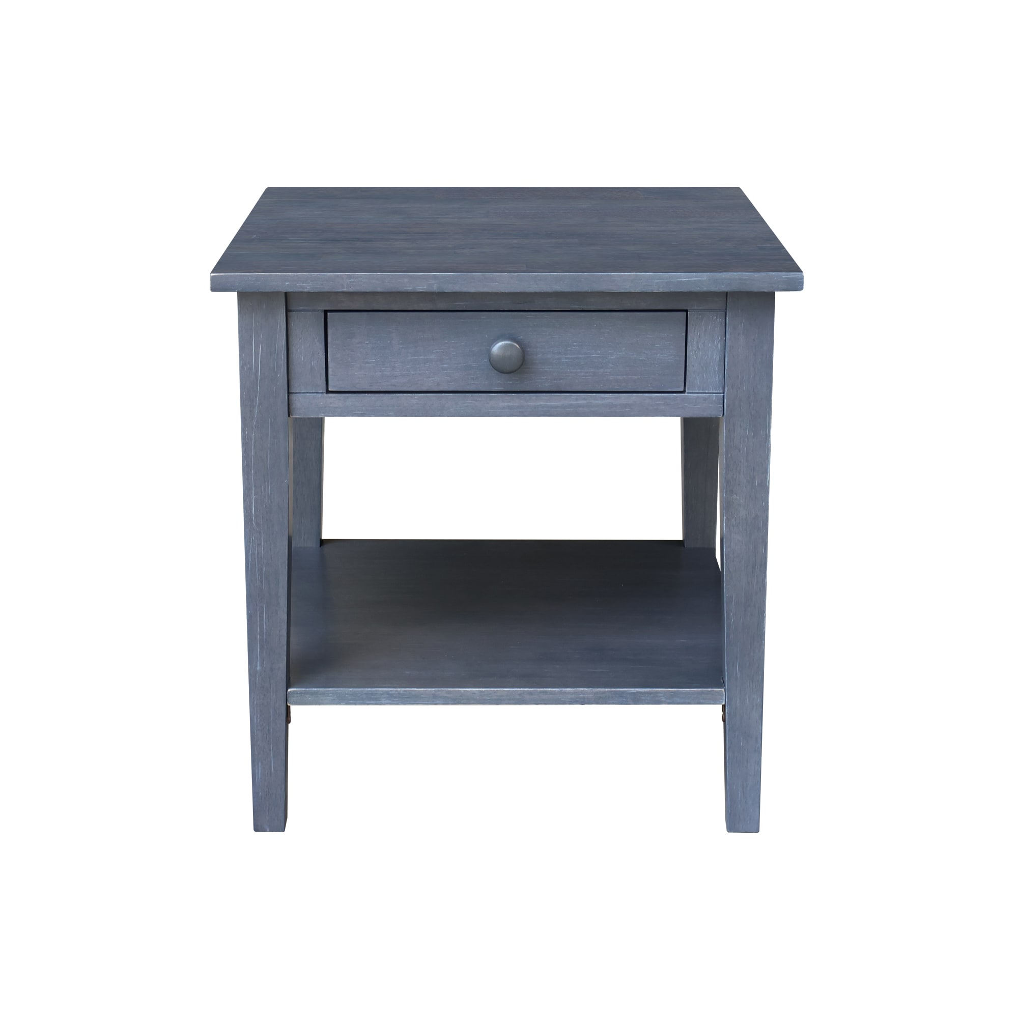 International Concepts OT105-8E 24-in W x 25-in H Heather Gray Wood Square Farmhouse End Table with Storage Assembly Required