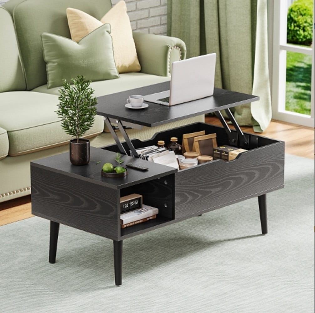 ZAKLOOP WU2201138149 Black Asian hardwood Wood Modern Coffee Table with Storage