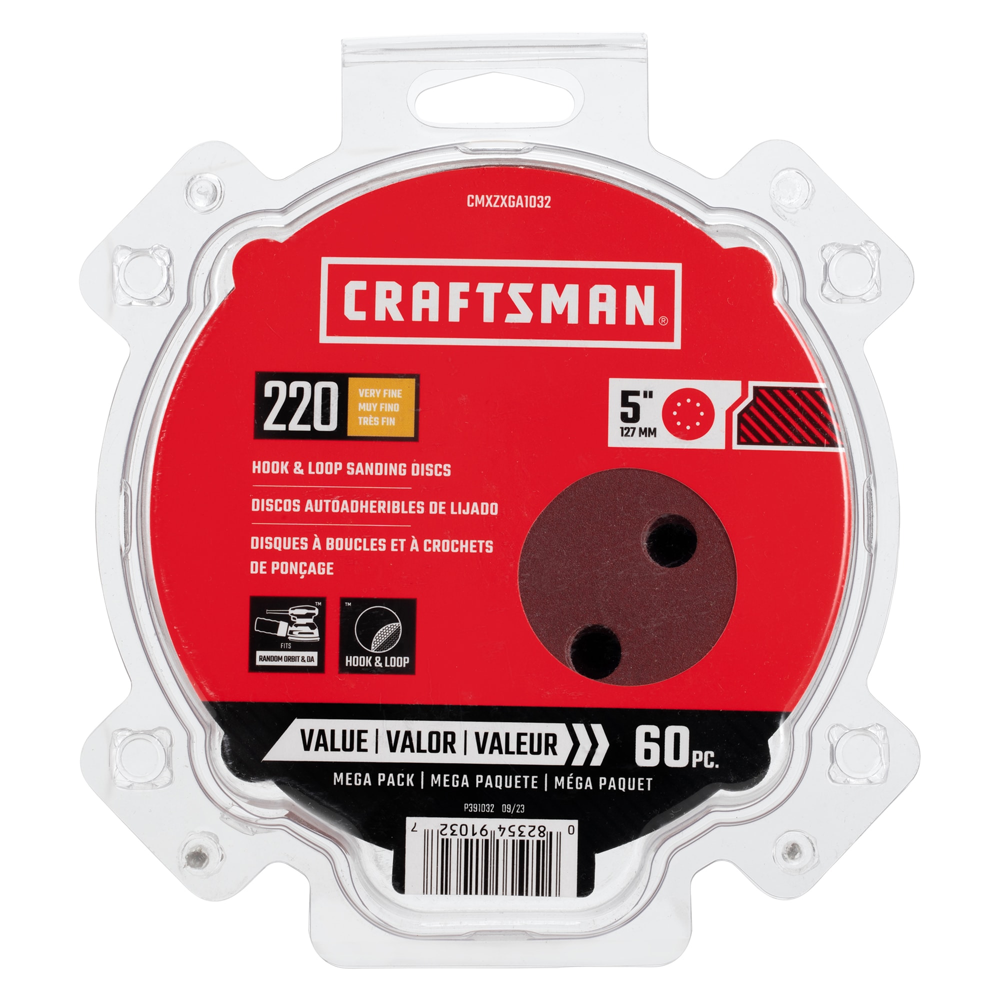 CRAFTSMAN 391032 Craftsman 60 -Piece Aluminum oxide 220 -Grit Disc Sandpaper
