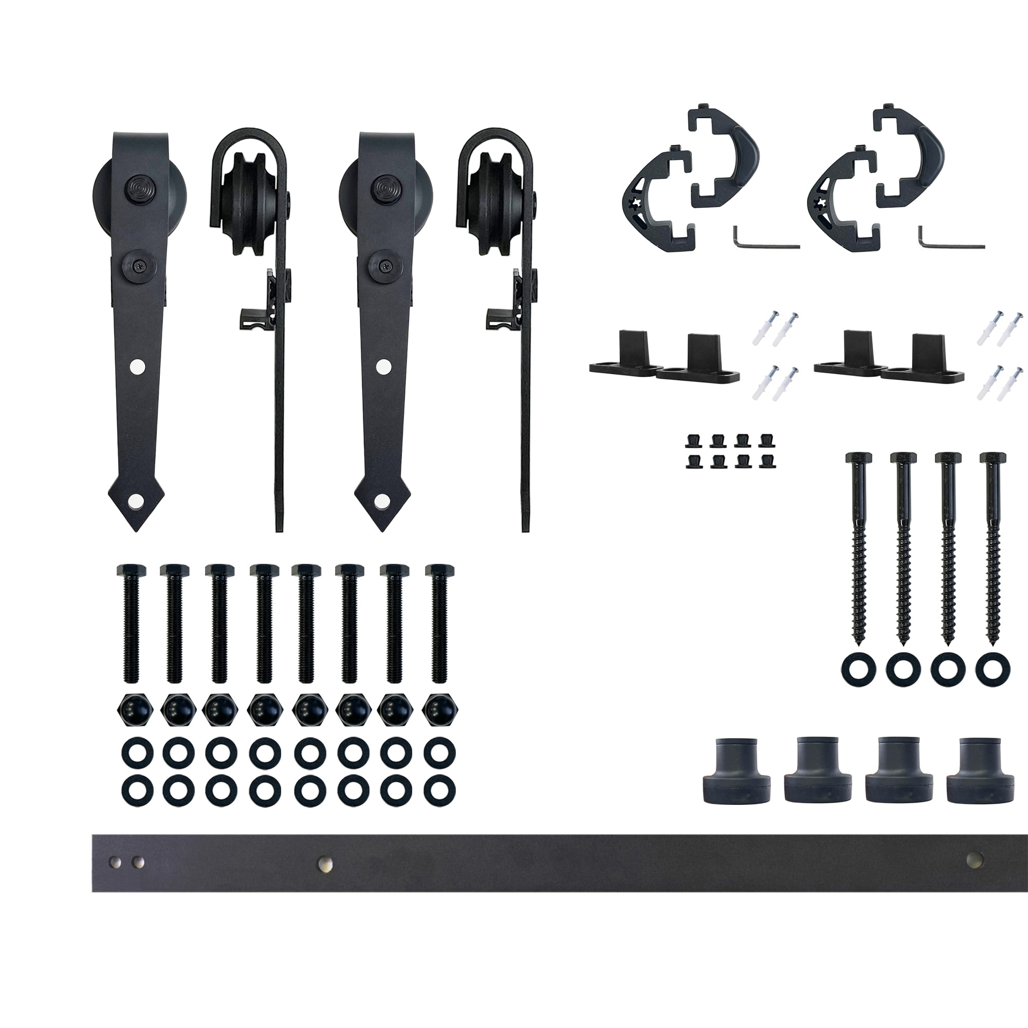Rustic Black Double Barn Door Hardware Kit with Arrow Design
