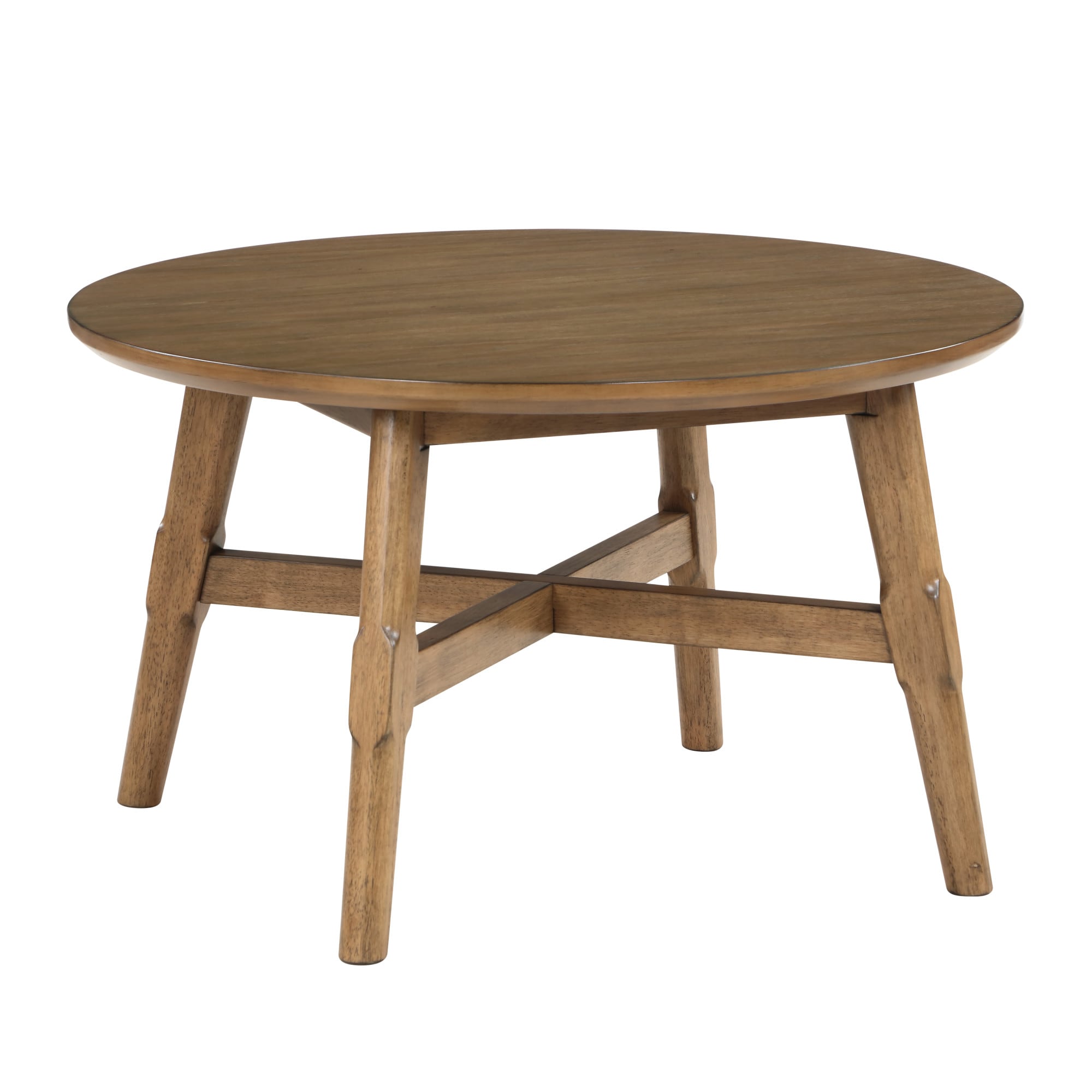 Oslo Round Pecan Brown Wood Coffee Table