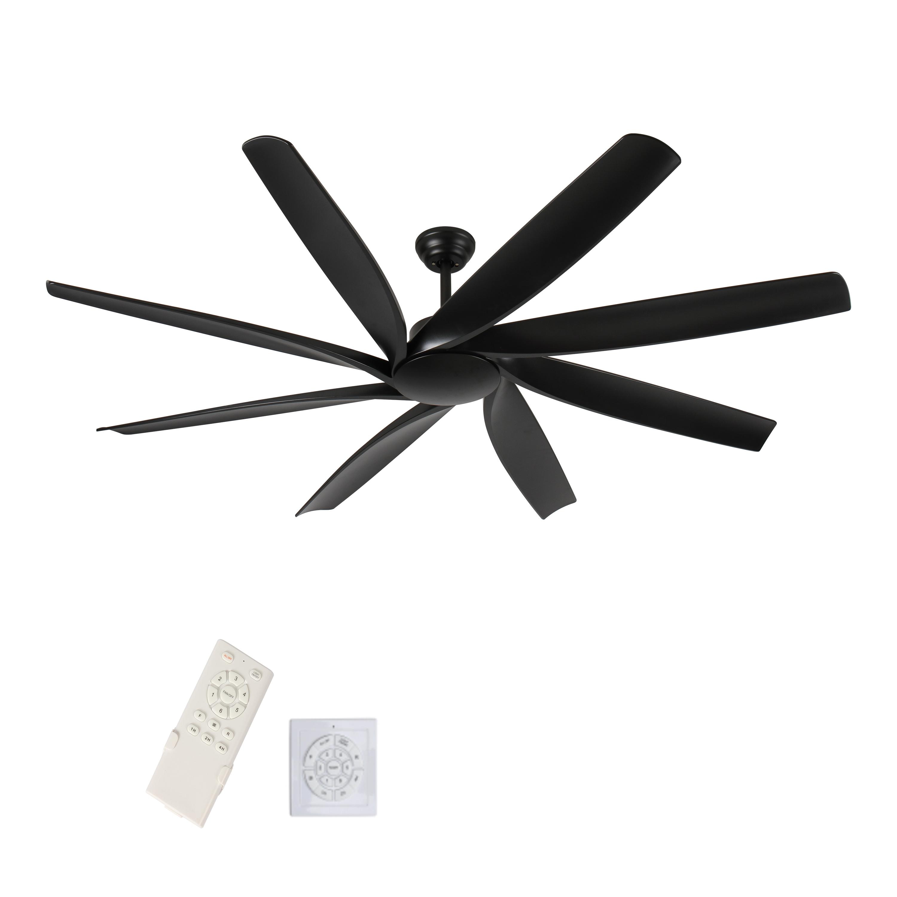 Bayfeve BFHC-16240-CF Adjustable Speed 72-in Outdoor Black with Matte Blades Ceiling Fan Without Light - Remote Included ( 8 -Blade )