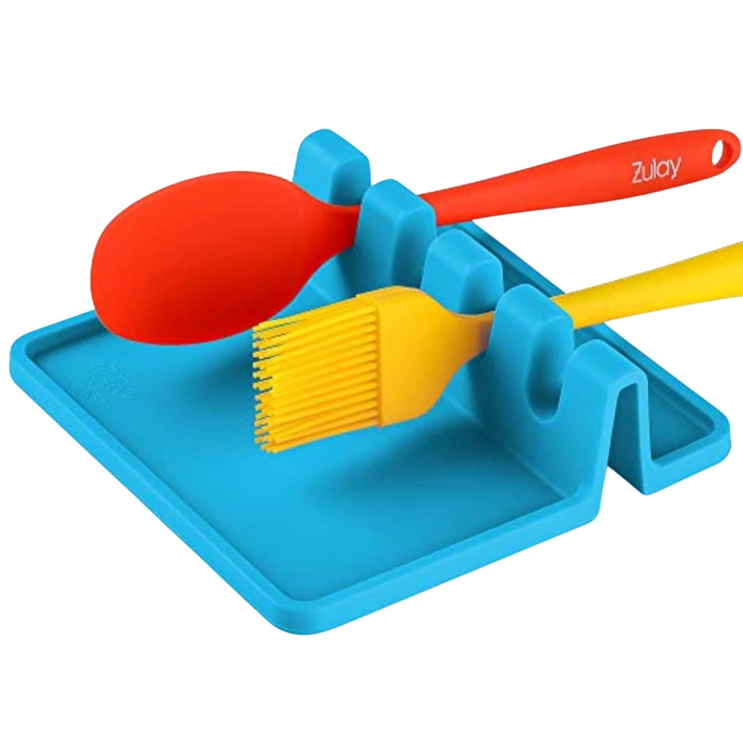 Zulay Kitchen Silicone Utensil Rest with Drip Pad Heat Resistant Spoon Rest for Stove Top Holds Multiple Utensils BPA Free Kitchen Spoon Holder