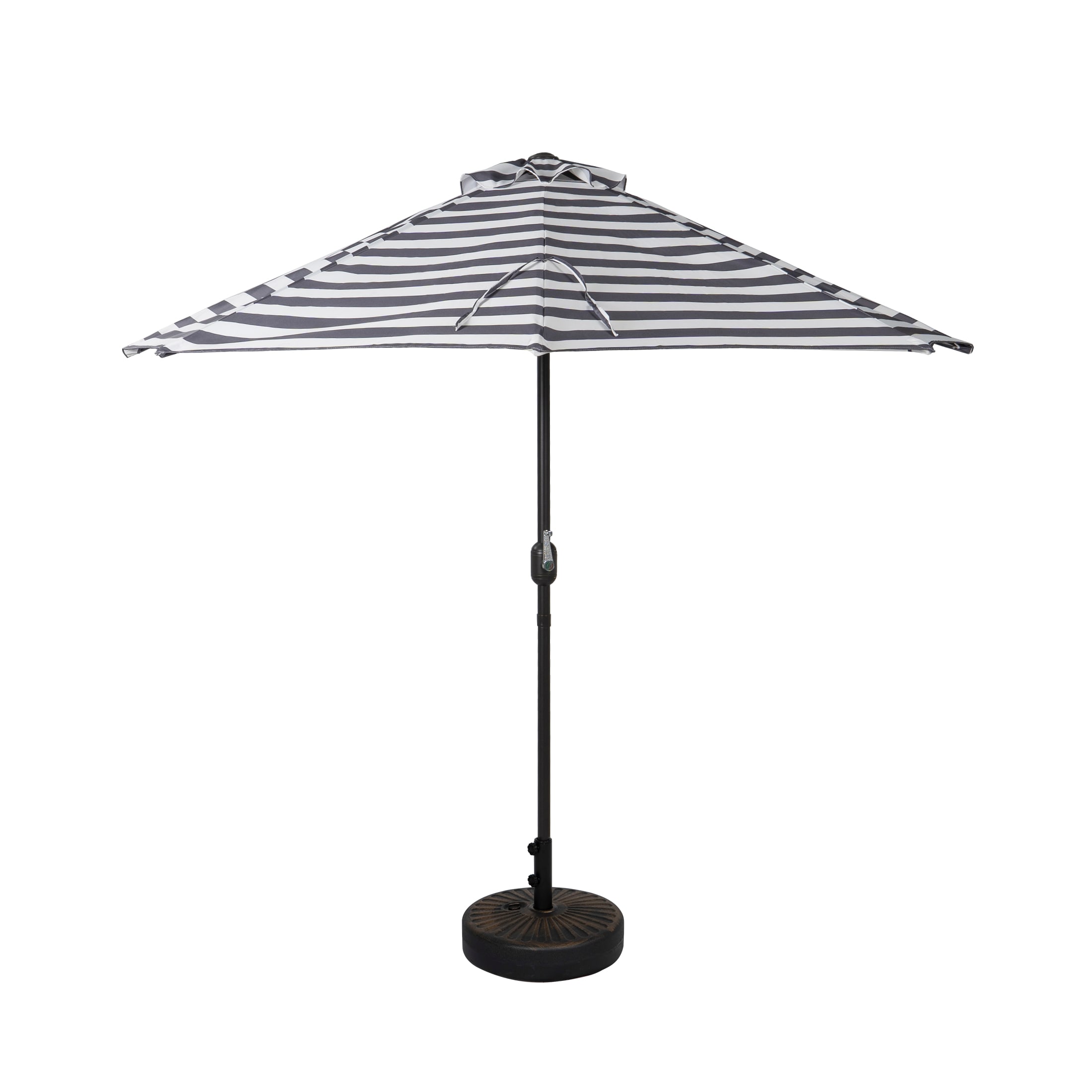 Westin Furniture OS3003-BK/WH-981RDBZ 9-Feet Steel Black No-tilt Half-round Patio Umbrella with Base