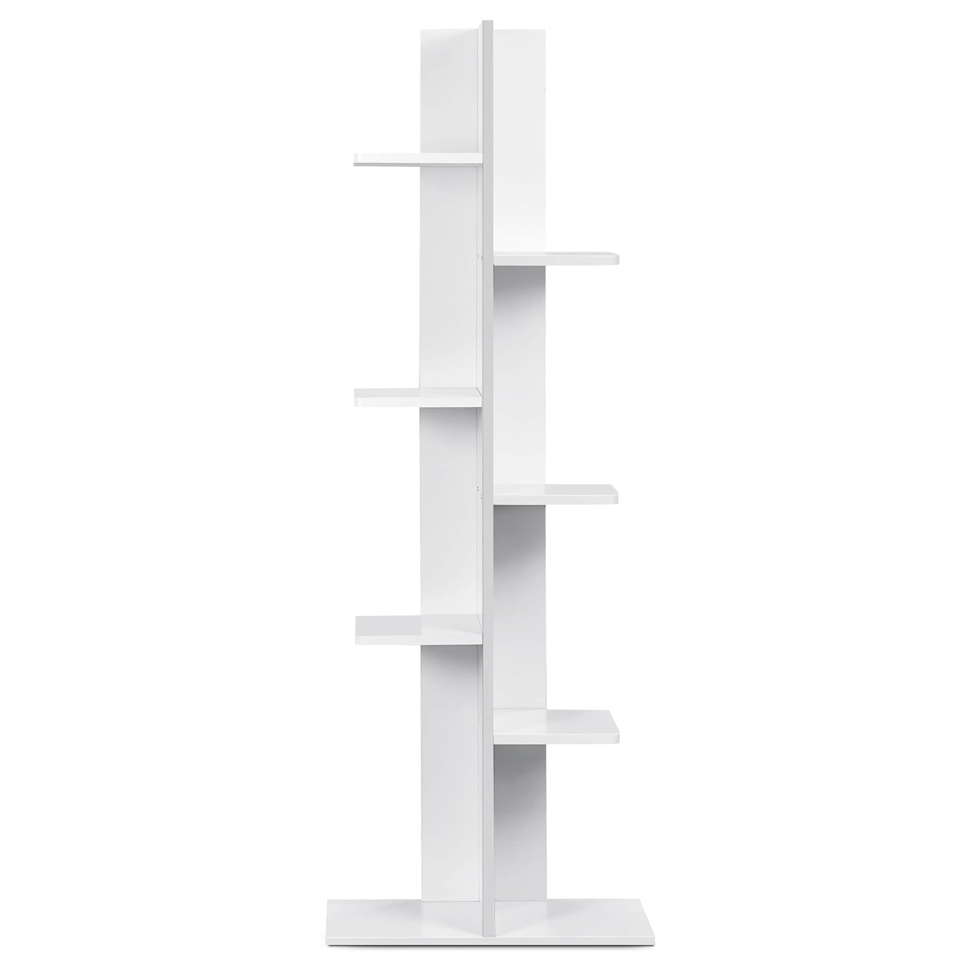 Costway White Wood 6-Shelf Bookcase (8-in W x 56-in H x 19.5-in D ...