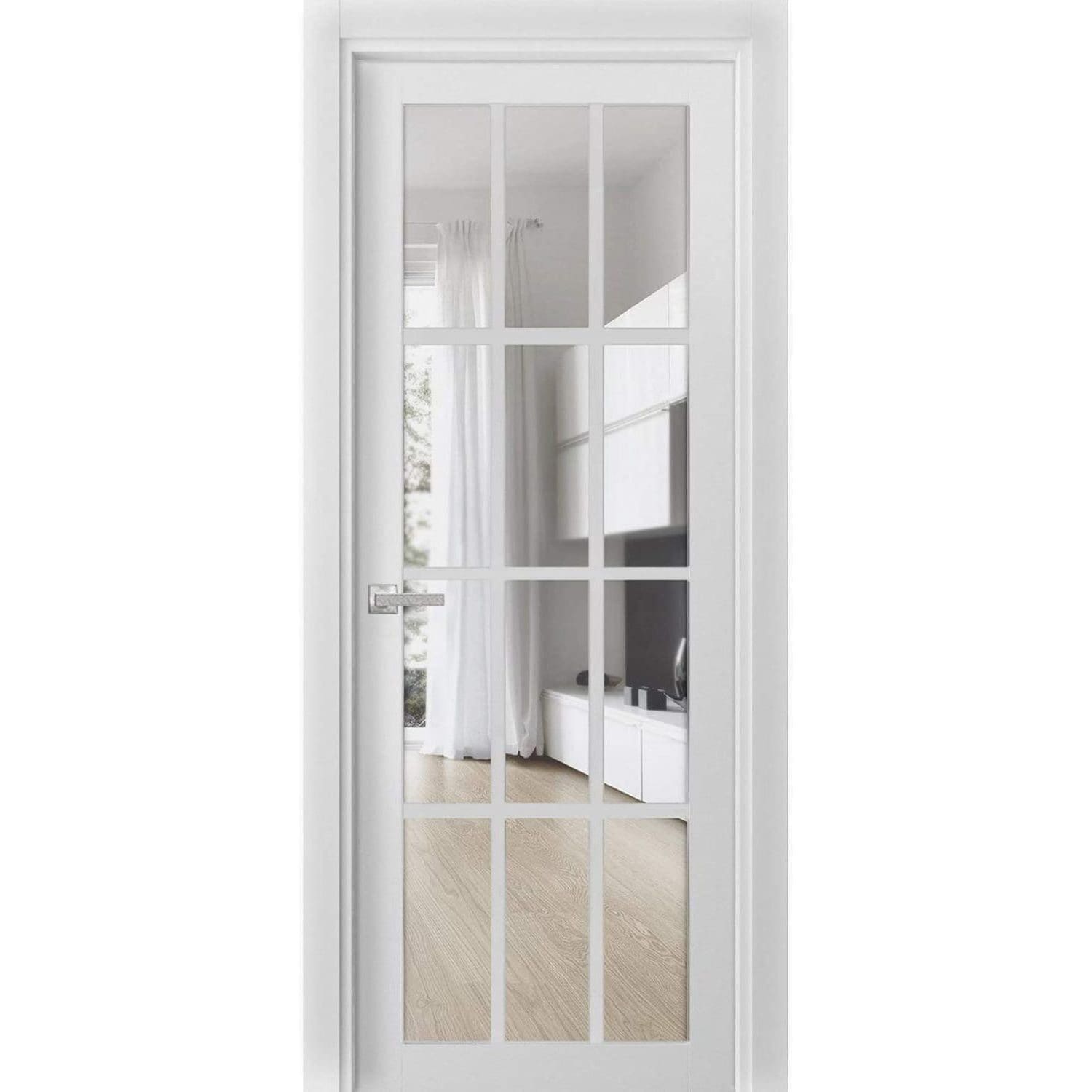 SARTODOORS FEL3355ID-BEM-30 3355 30-in x 80-in White Wood Clear glass Interior French Door (Hardware Included)