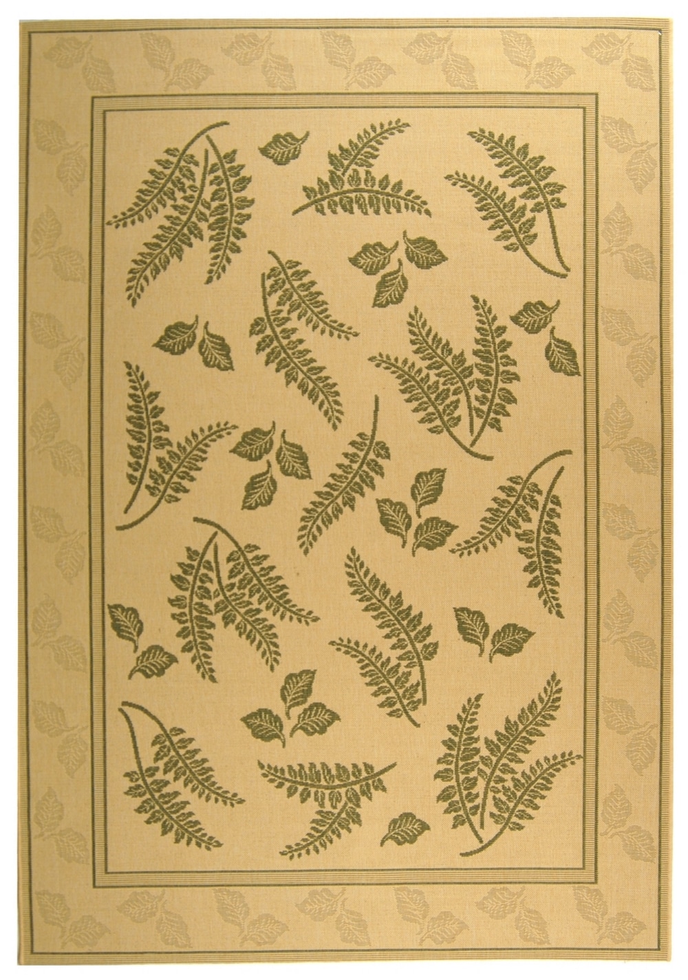 Safavieh CY0772-1E01-8 Courtyard Florette 8 x 11 (ft) Loomed Polypropylene Natural/Olive Rectangular Indoor/Outdoor Floral/Botanical Coastal Area rug