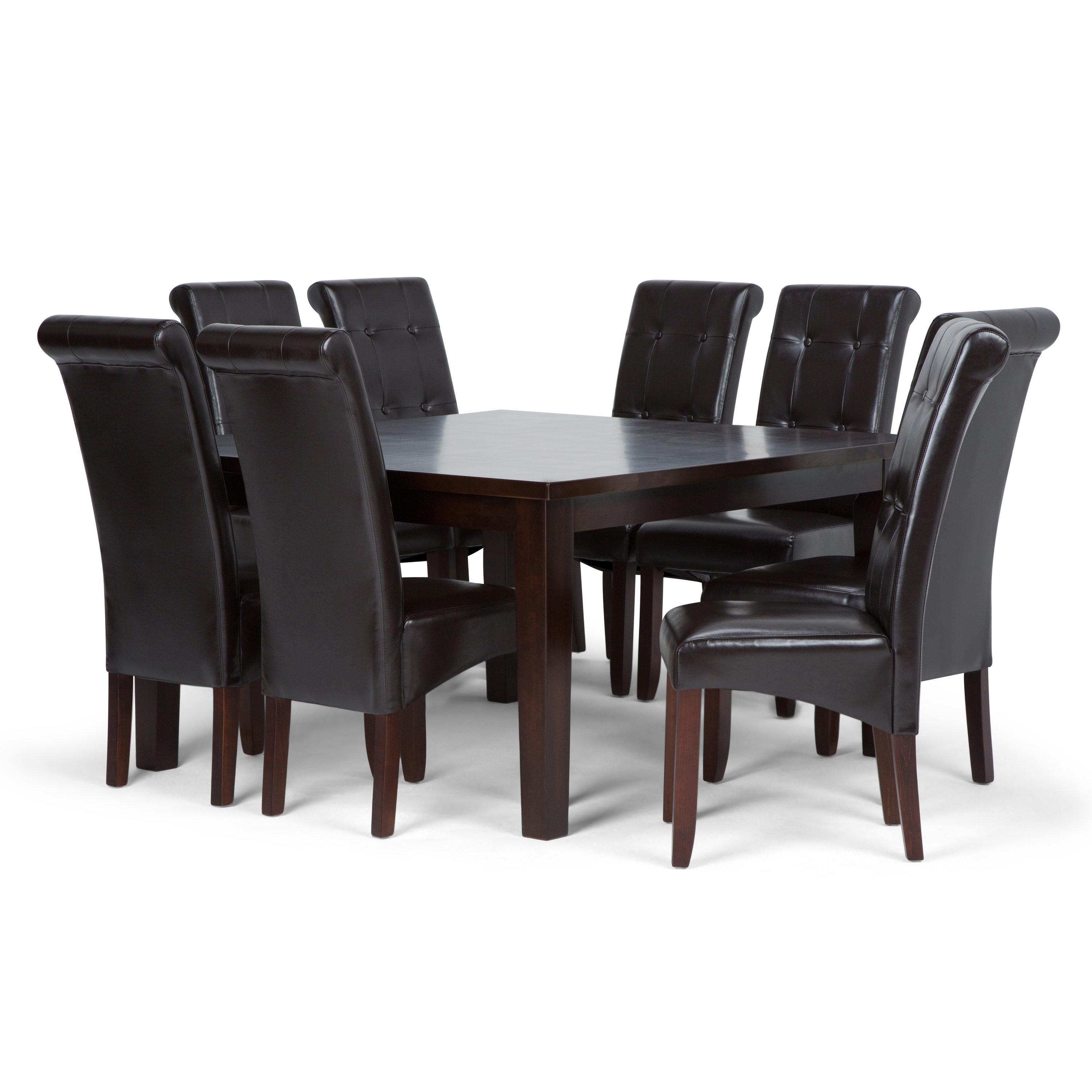 Simpli Home AXCDS9-COS-BR Cosmopolitan Tanners Brown Transitional Dining Room Set with Rectangular Table (Seats 8)