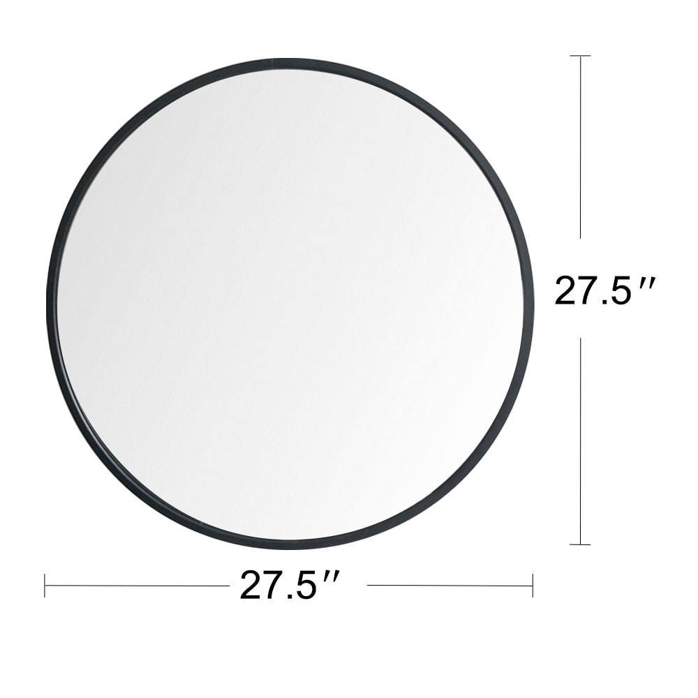 Forclover 28-in x 28-in Framed Round Bathroom Vanity Mirror (Black) in ...