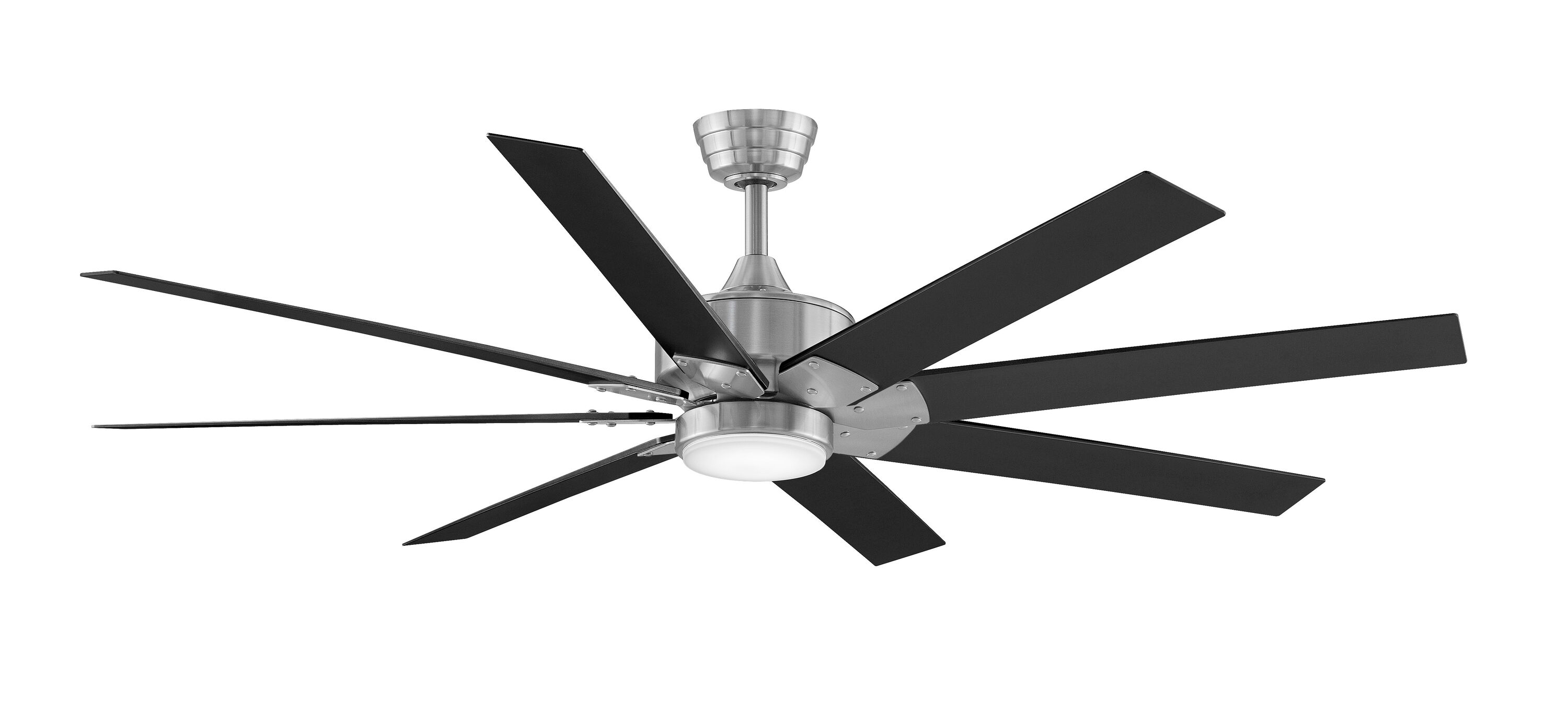 Fanimation Levon Custom 64-in Brushed Nickel with Black Blades Color-changing Integrated LED Indoor/Outdoor Smart Ceiling Fan with Light and Remote (8-Blade) FPD7912BBN-64BL-LK Sansujyuku sansujyuku.com