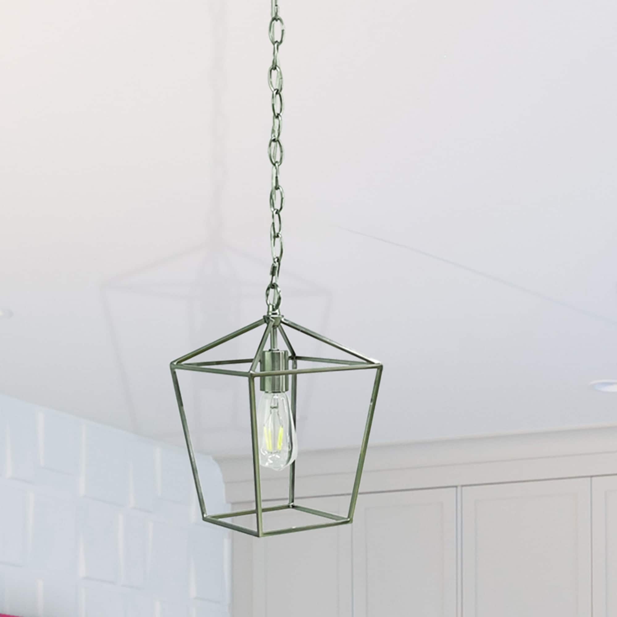 allen + roth CP102BNK 1 -Light Brushed Nickel Transitional Geometric Mini Indoor/Outdoor Hanging Pendant light