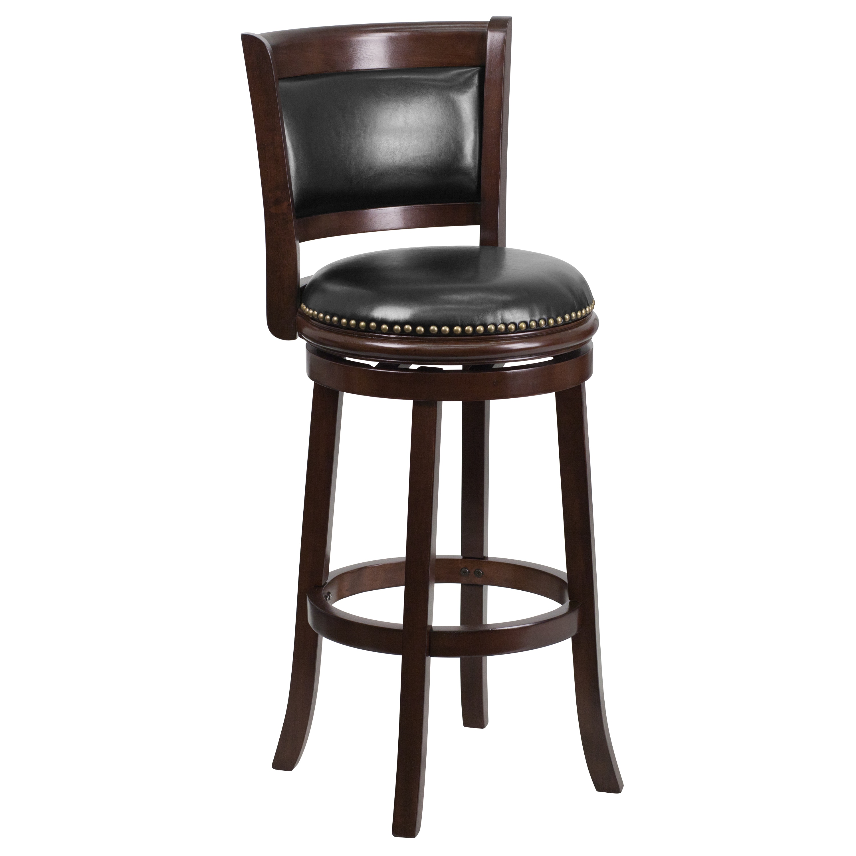 Flash Furniture Cappuccino 30-in H Bar height Upholstered Swivel Wood ...