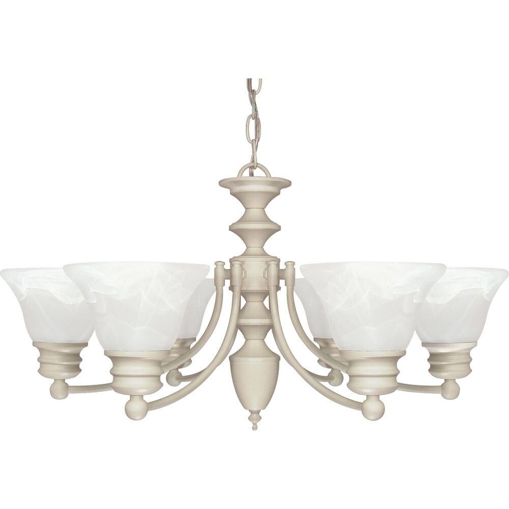  LW-SC529940 1-Light Textured White Transitional Dry Rated Chandelier