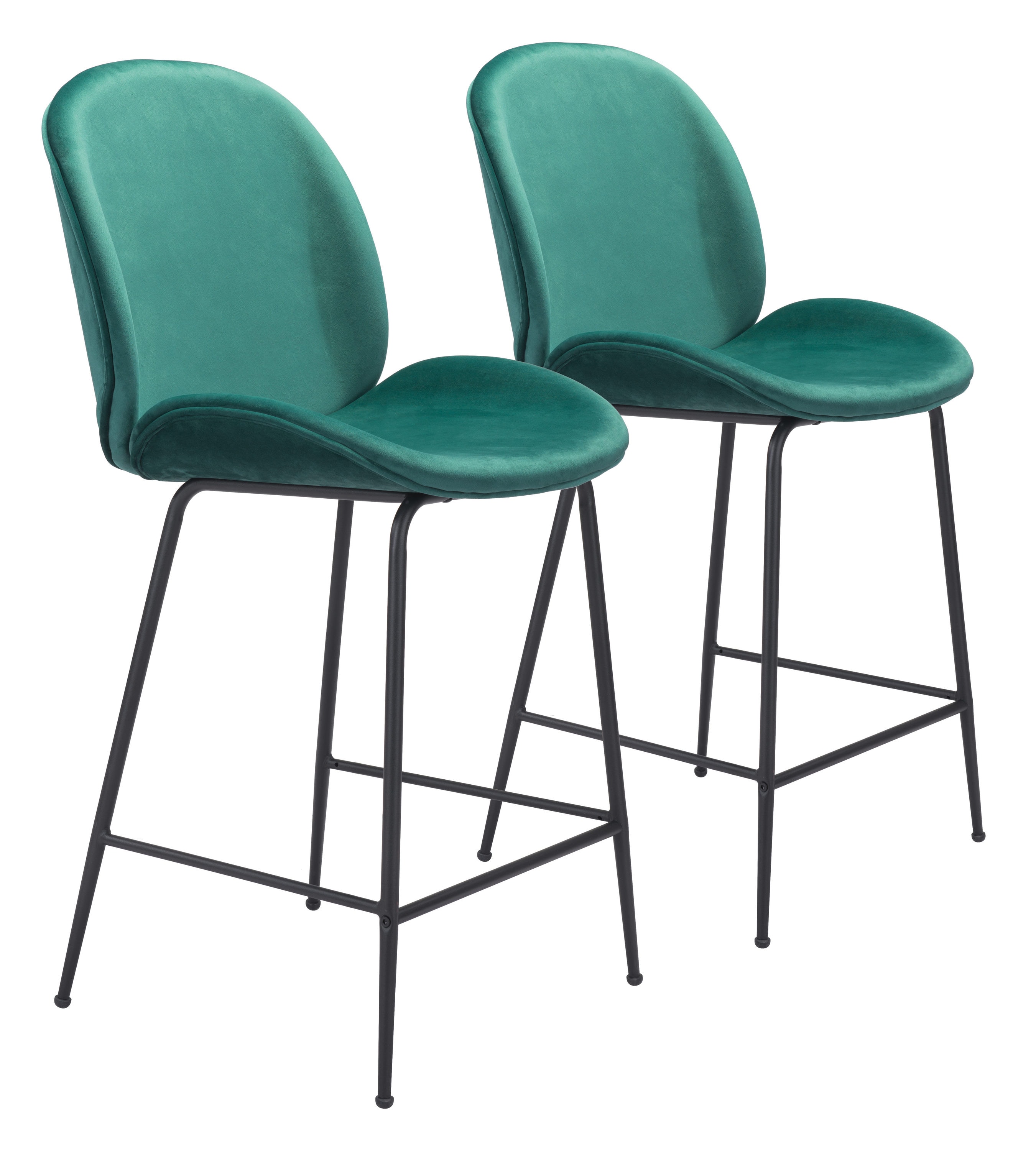 Zuo Modern 101751 -Mile Green 26.4-in H Counter height Upholstered Metal Bar Stool Back