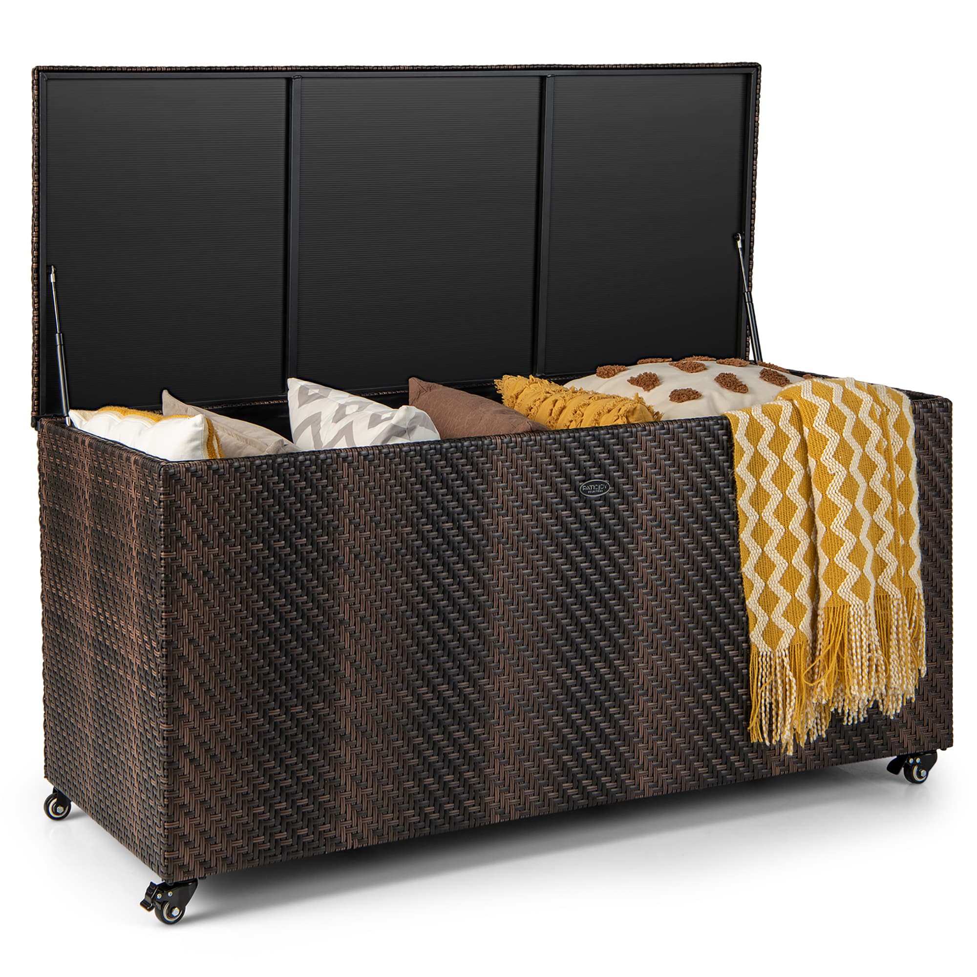 Costway NP10549CF 96-Gallon Brown Metal Deck Box