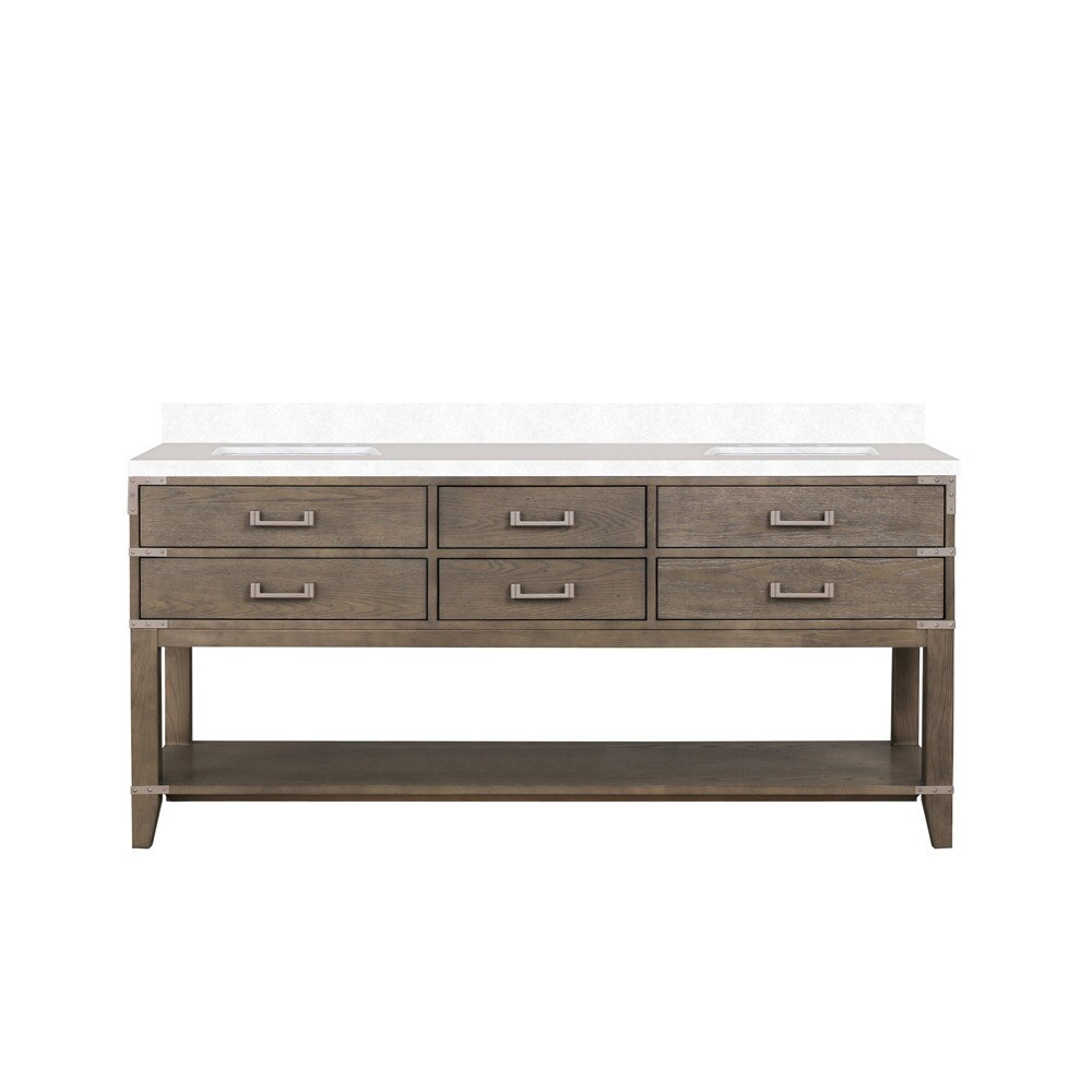 Lexora LVGR72DR300 Greenberg 72-in Grey Oak Undermount Double Sink Bathroom Vanity with White Cultured Marble Top