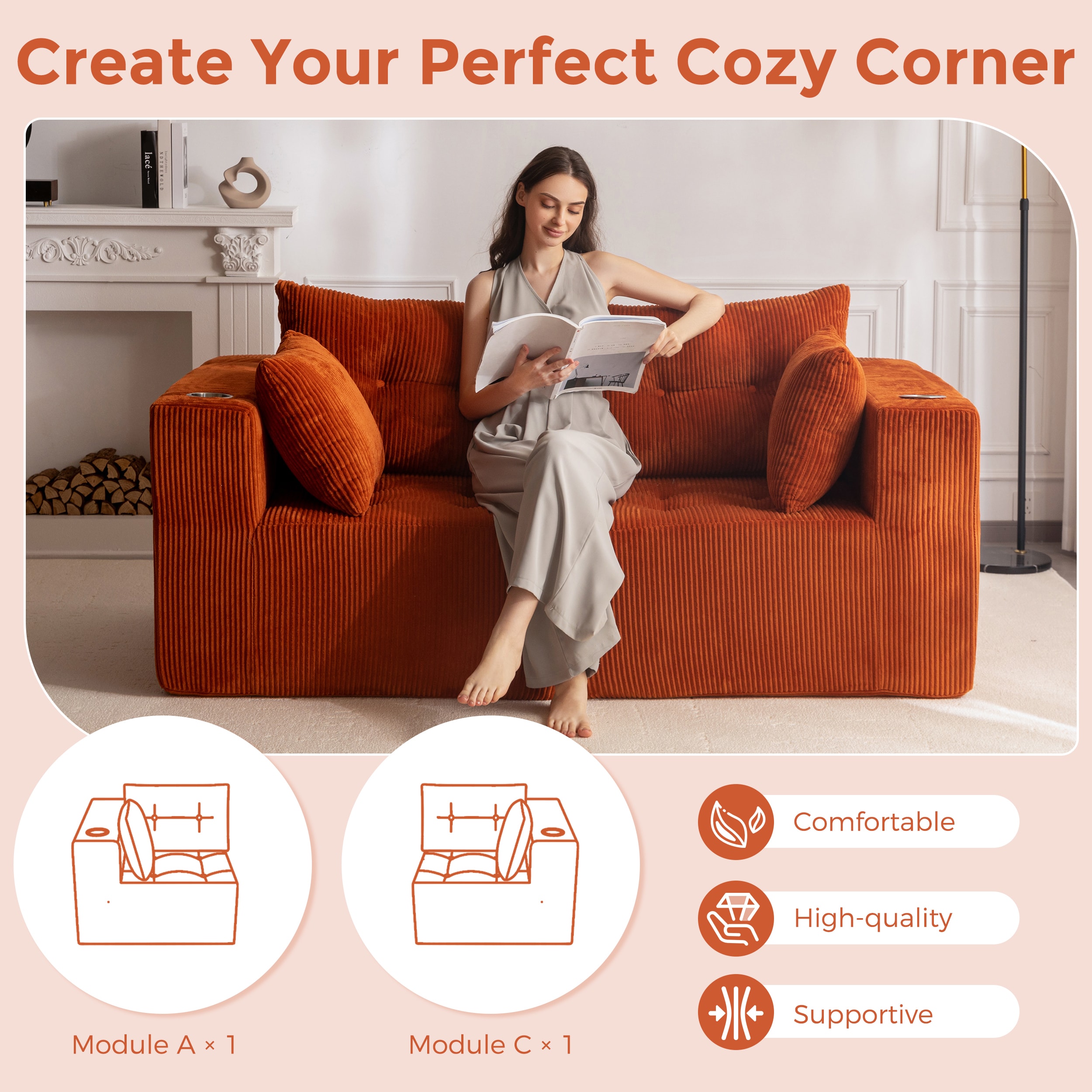 MAXYOYO M-A97-ORANGE-AC Sofas-Loveseats - View #8