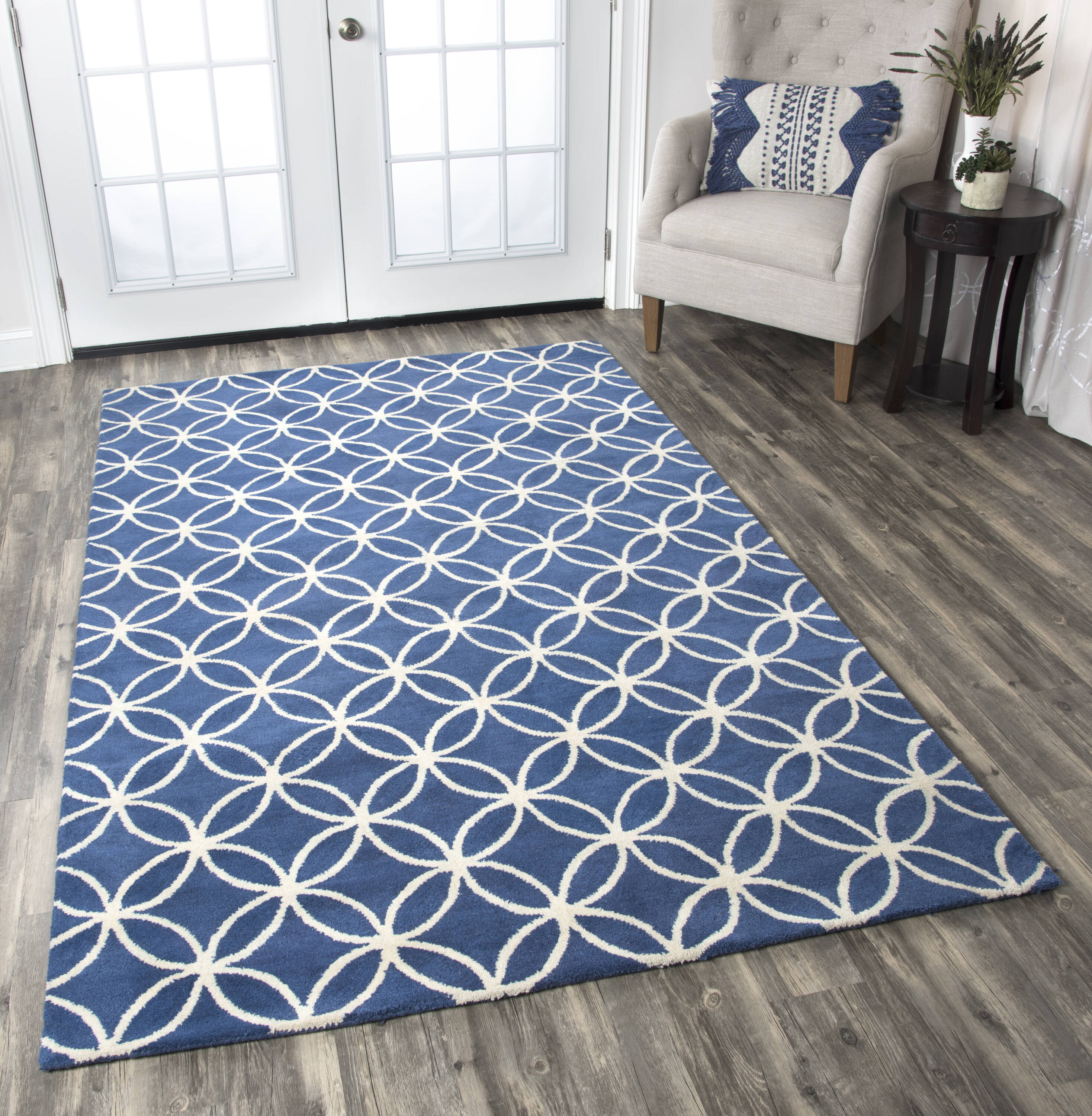 Alora Decor HOLHO100009370912 Holland 9 x 12 (ft) Tufted Wool Blue Rectangular Indoor Geometric Mid-Century Modern Area rug