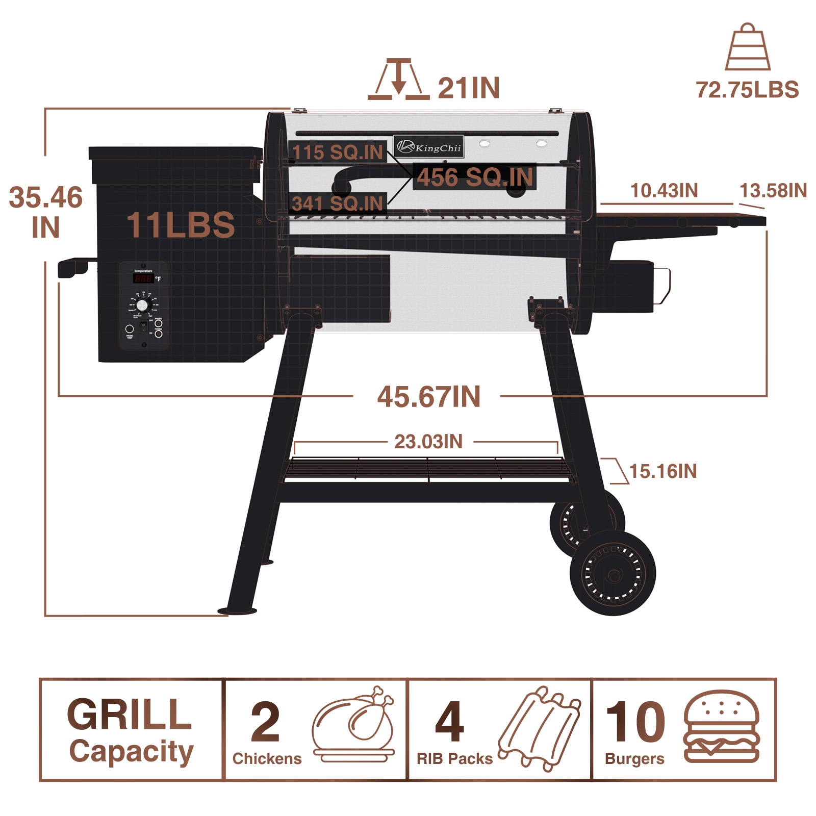 KingChii PELLET-GRILL-03-BR Pellet-Grills - View #5