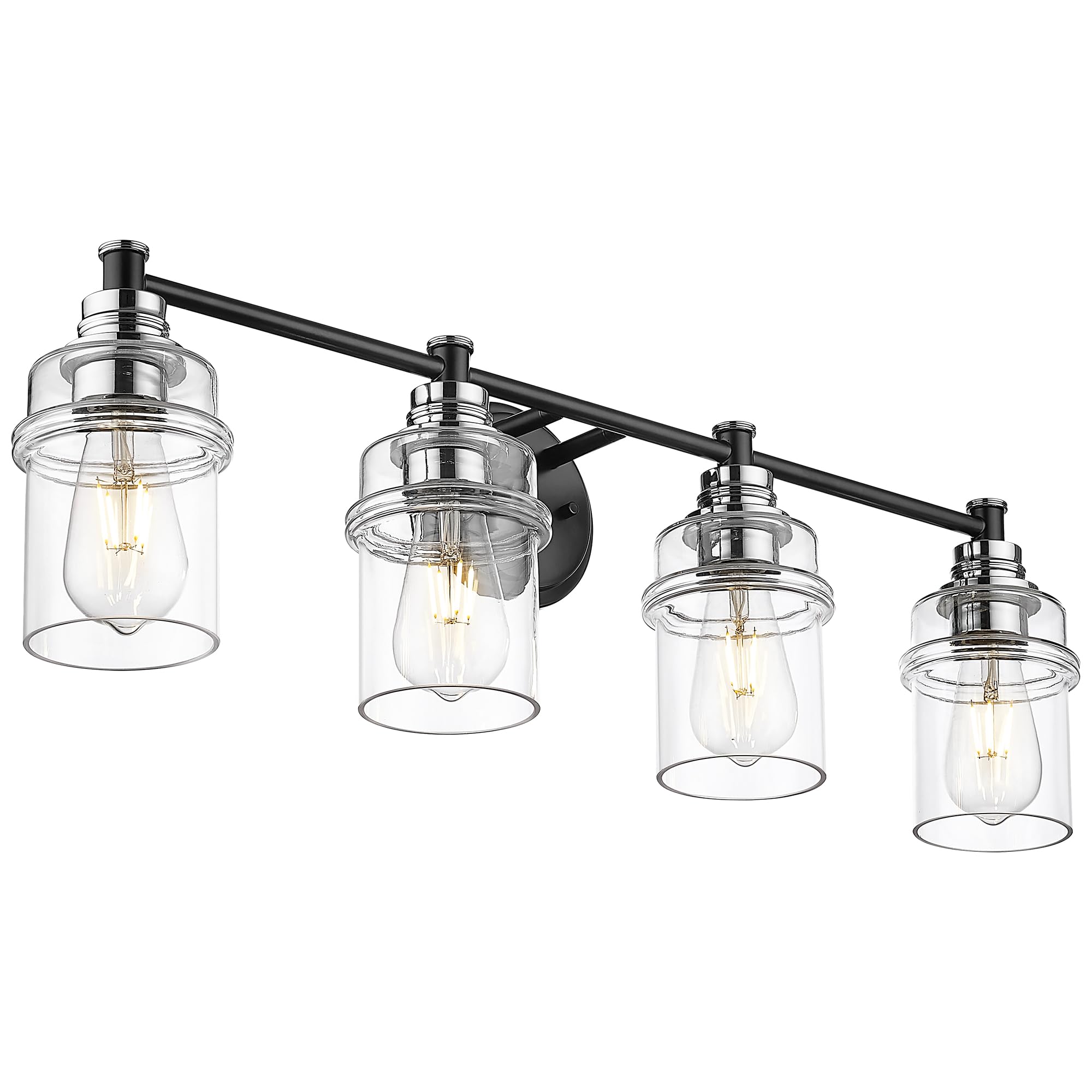 LTMATE LS4FY-4E26 BK+CH JAZAVA 30.1-in 4 -Light Chrome Farmhouse Vanity light