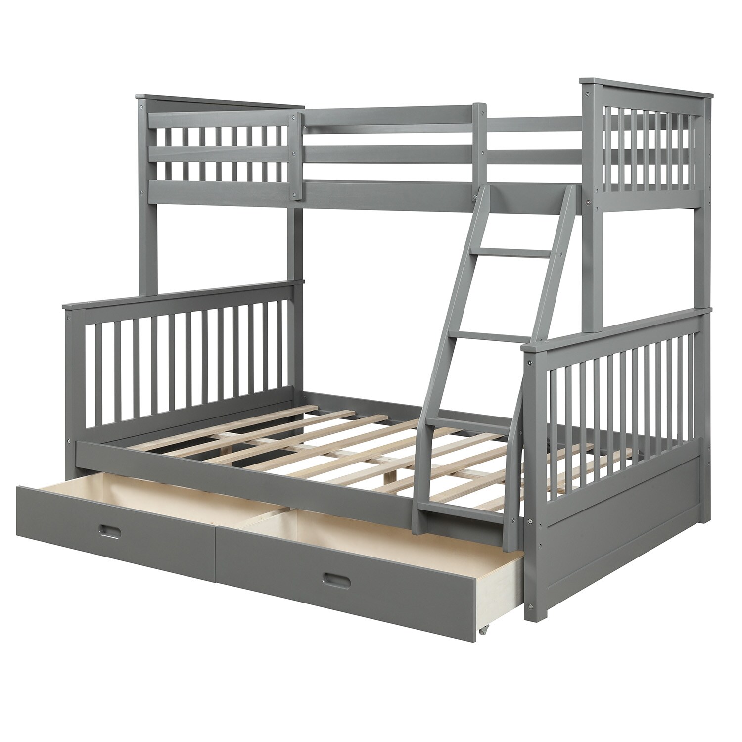 CASAINC Bunk bed Gray Twin Over Full Bunk Bed in the Bunk Beds ...