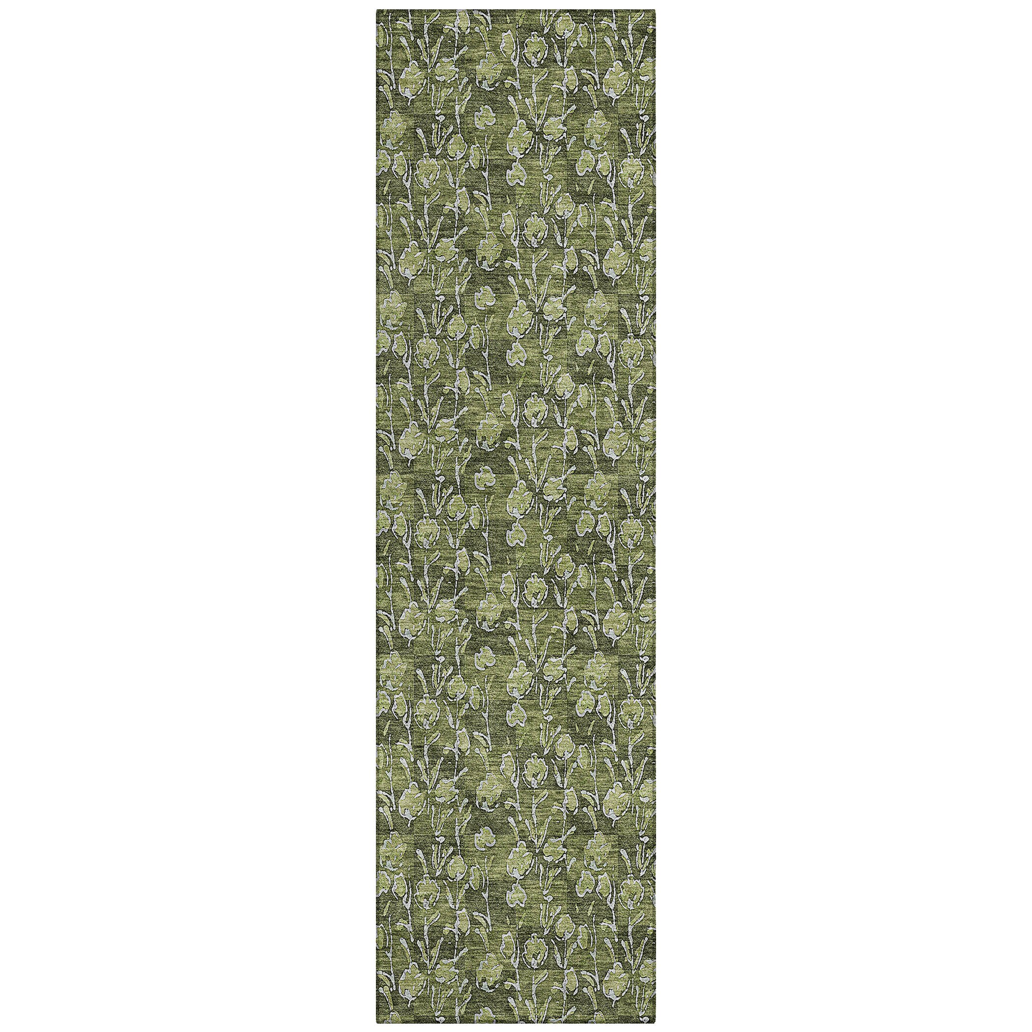 Addison Rugs ACN692OL2X8 Chantille ACN692OL 2 x 7 (ft) Polyester Olive Rectangular Indoor/Outdoor Geometric Machine washable Area rug