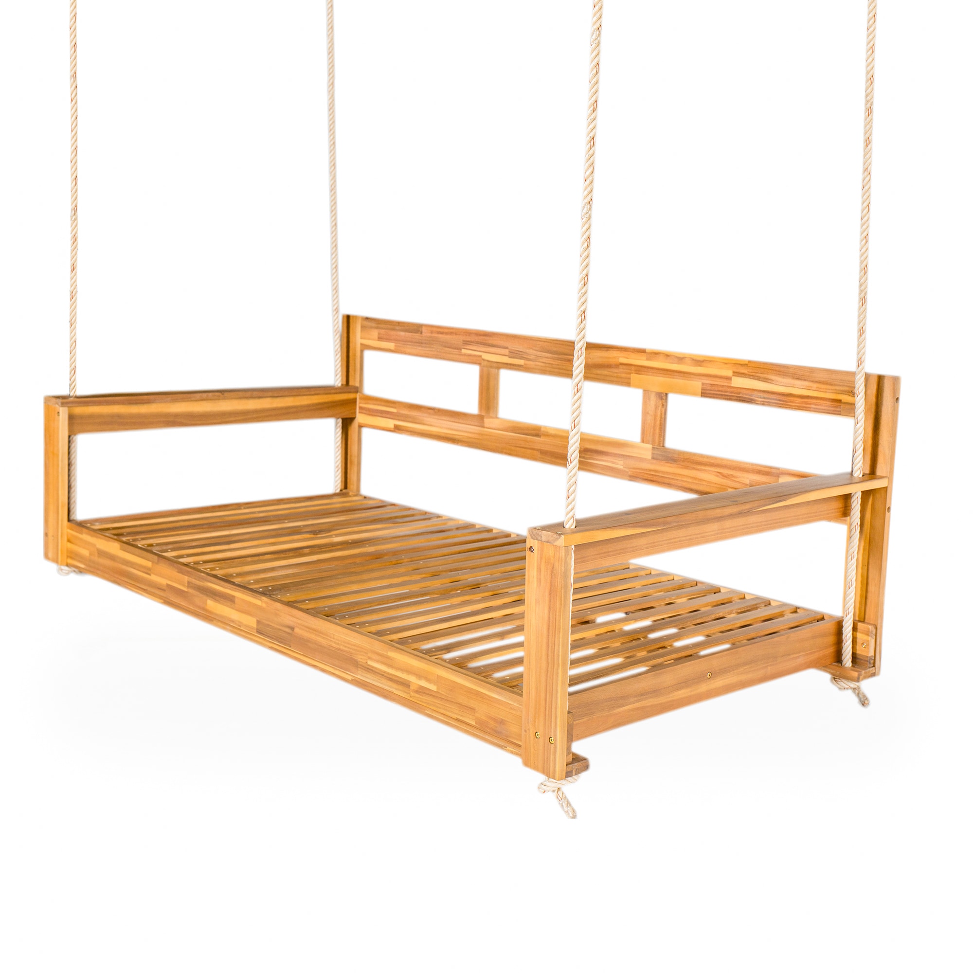SINOFURN SYA020387BG 2 -person Natural Wood Outdoor Swing bed