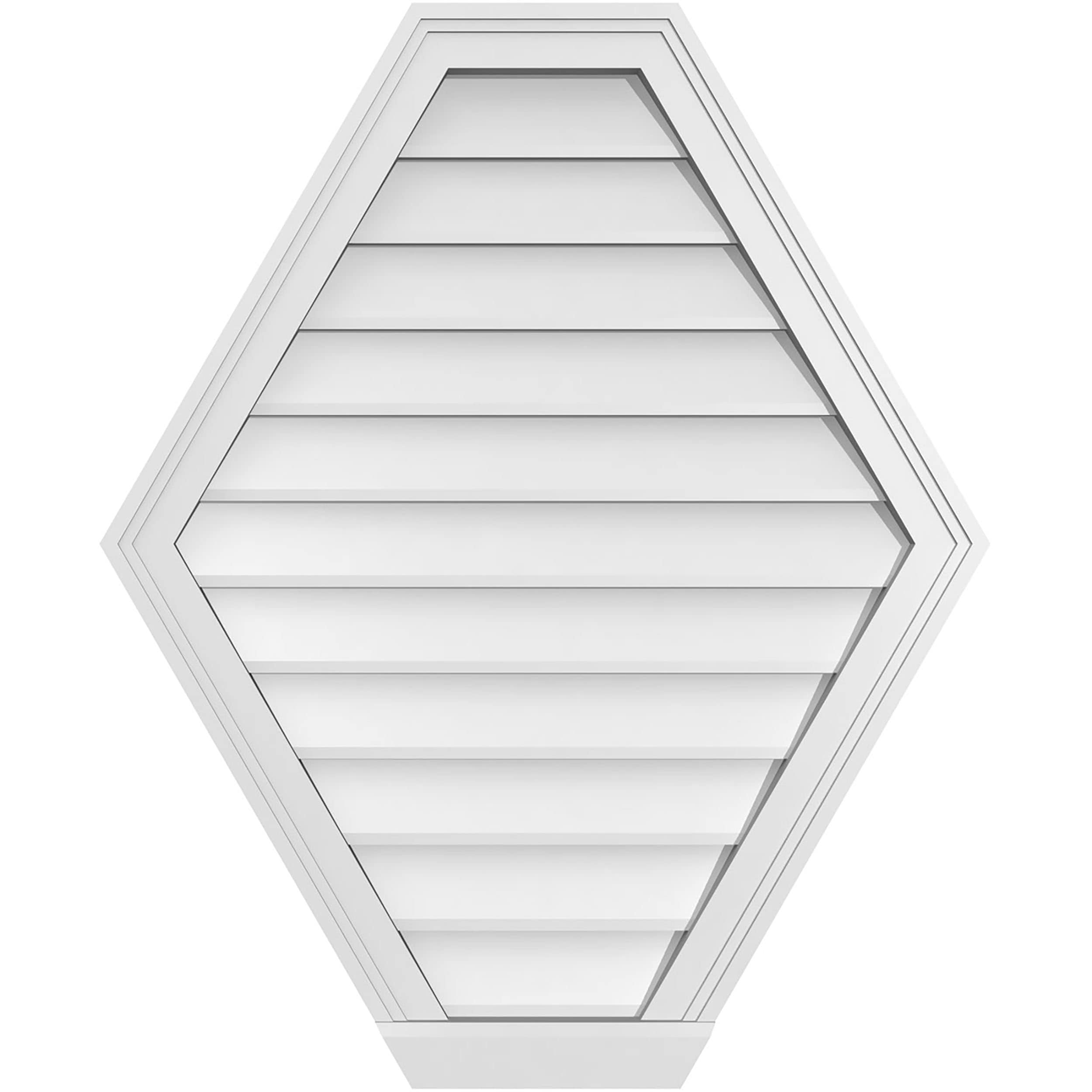 Ekena Millwork GVPHP28X3403SN 28-Inches x 34-Inches Off-white Peaked PVC Gable Louver Vent