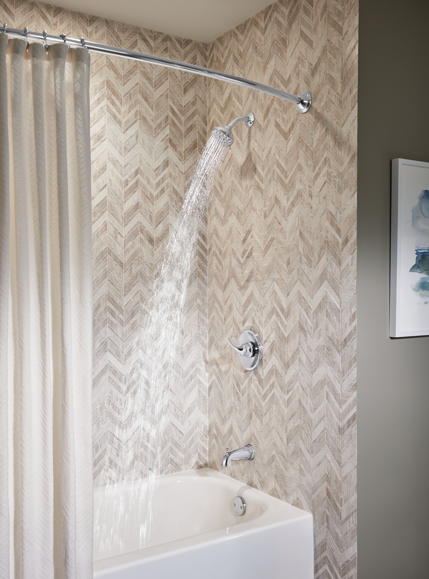 Idora Chrome Wall Mounted Tub and Shower Set