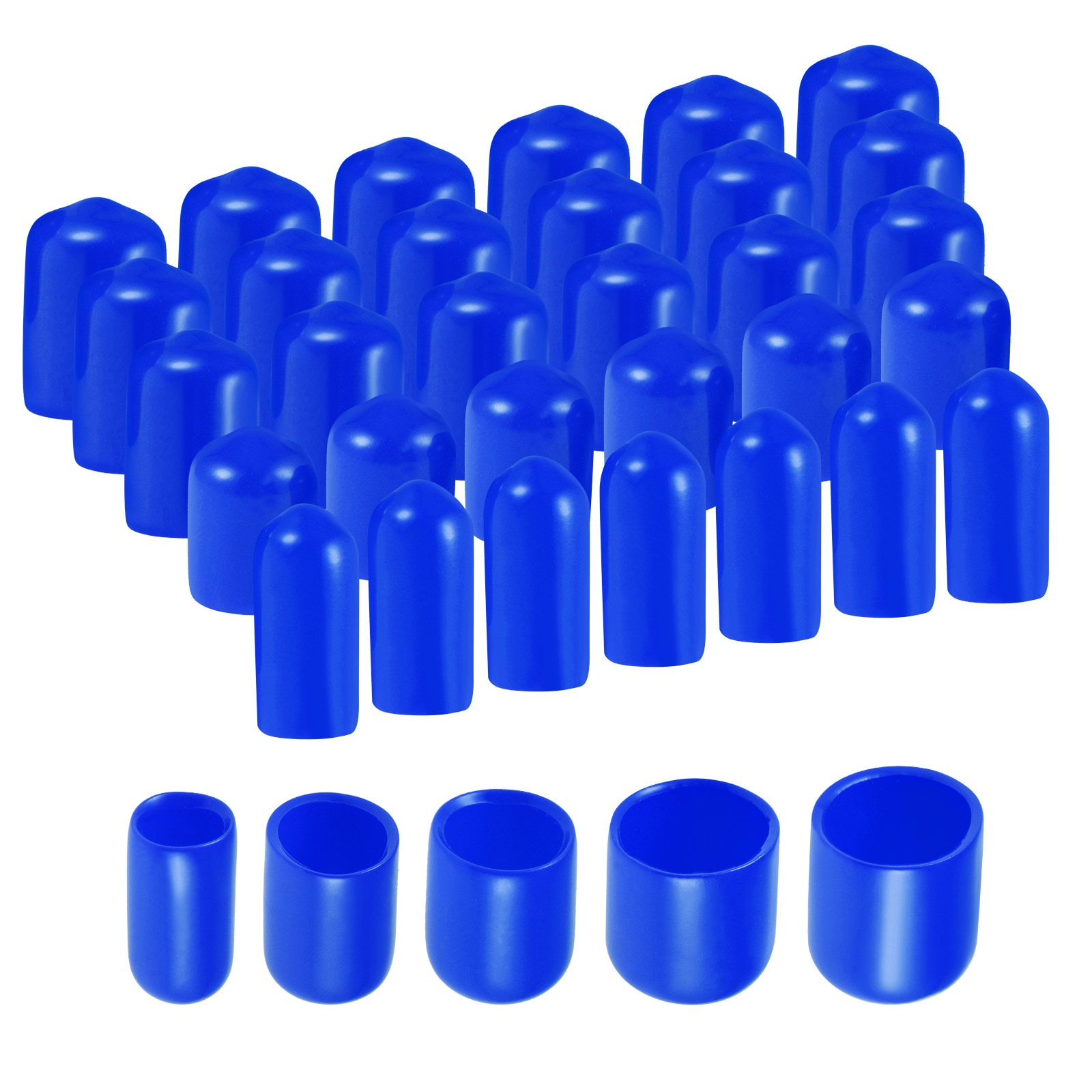 Unique Bargains 25pcs Round Rubber End Caps 1/4 Inch 3/8 Inch 1/2 Inch 5/8 Inch 3/4 Inch Blue Vinyl Cover Screw Thread Protectors Assortment Kit