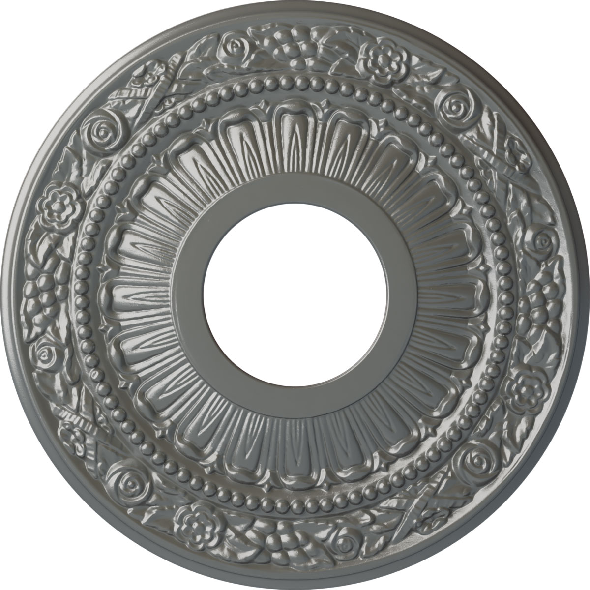 Ekena Millwork CM12NASLS Nadia 12.125-in W x 12.125-in L Painted Silver Polyurethane Whole Ceiling Medallion