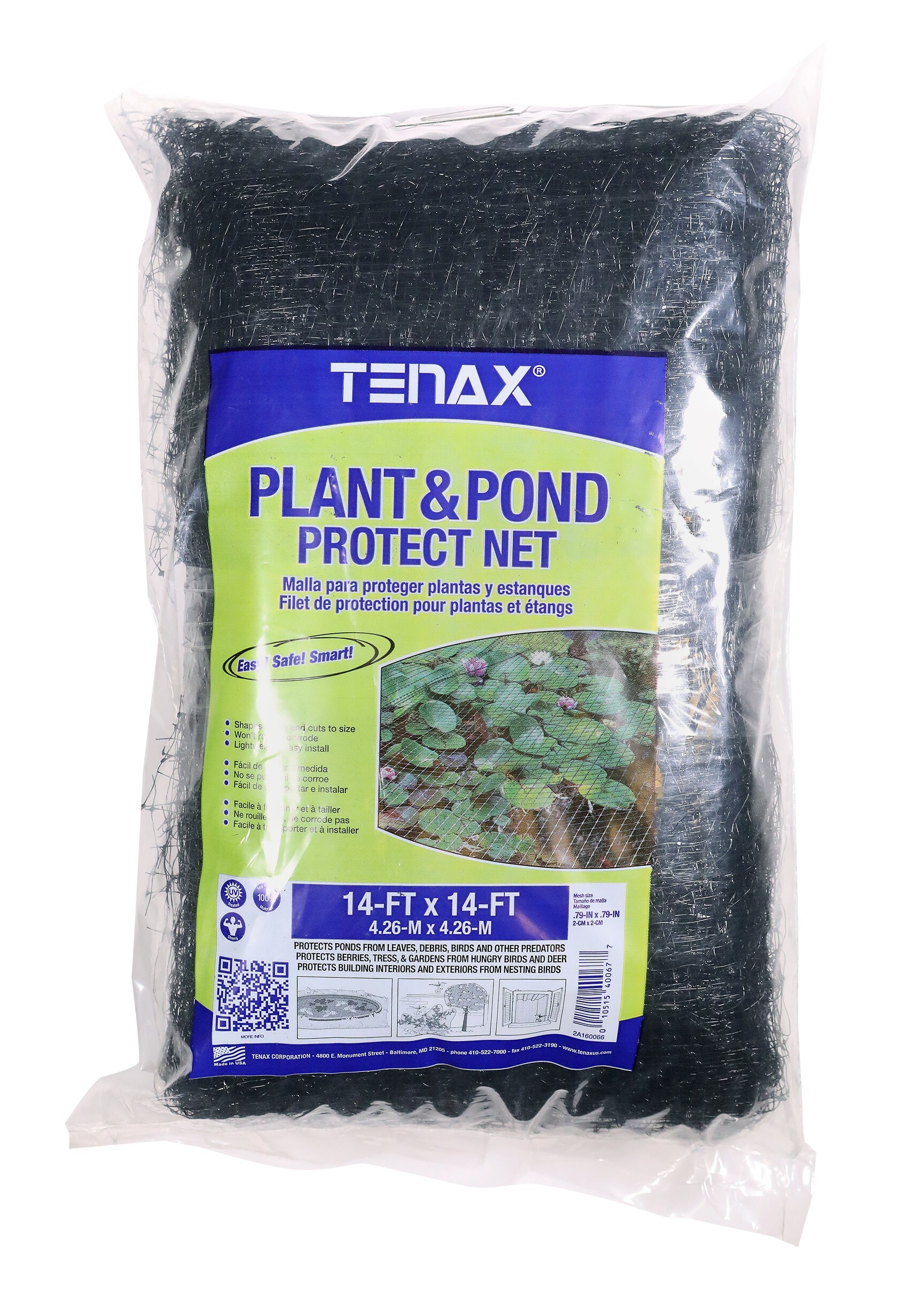 Tenax 2A140179 14-ft x 14-ft Black Plastic Bird netting Rolled Fencing 1-in x 1-in - Mesh Size