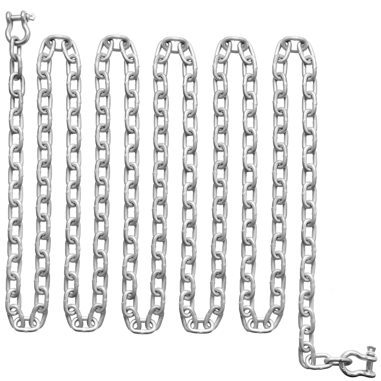 SVOPES Marine Anchor Chain. 5/16inch x 20ft. Zinc-Coated Steel Anchor Lead Chain. 2373 lbs WLL / 7120 lbs BS. Double Secure Ring Shackles #SVOPESMLDXML204684V0