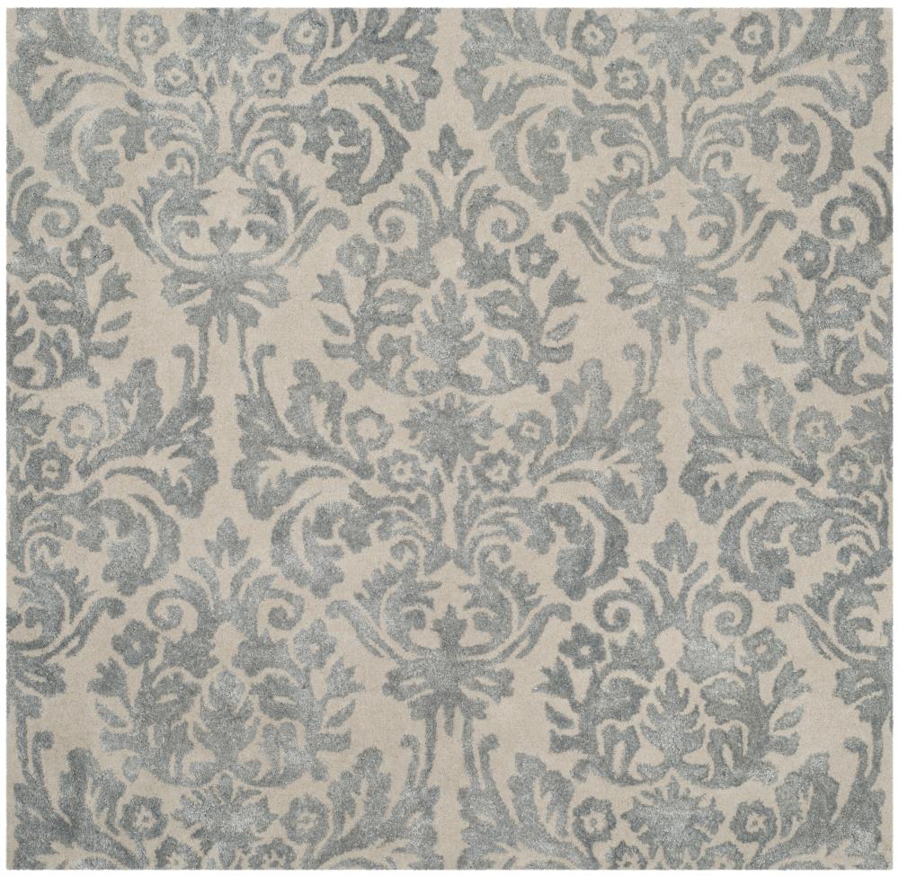 Safavieh BEL156A-5SQ Bella Alou 5 x 5 (ft) Tufted Synthetic Ivory/Silver Square Indoor Damask Area rug