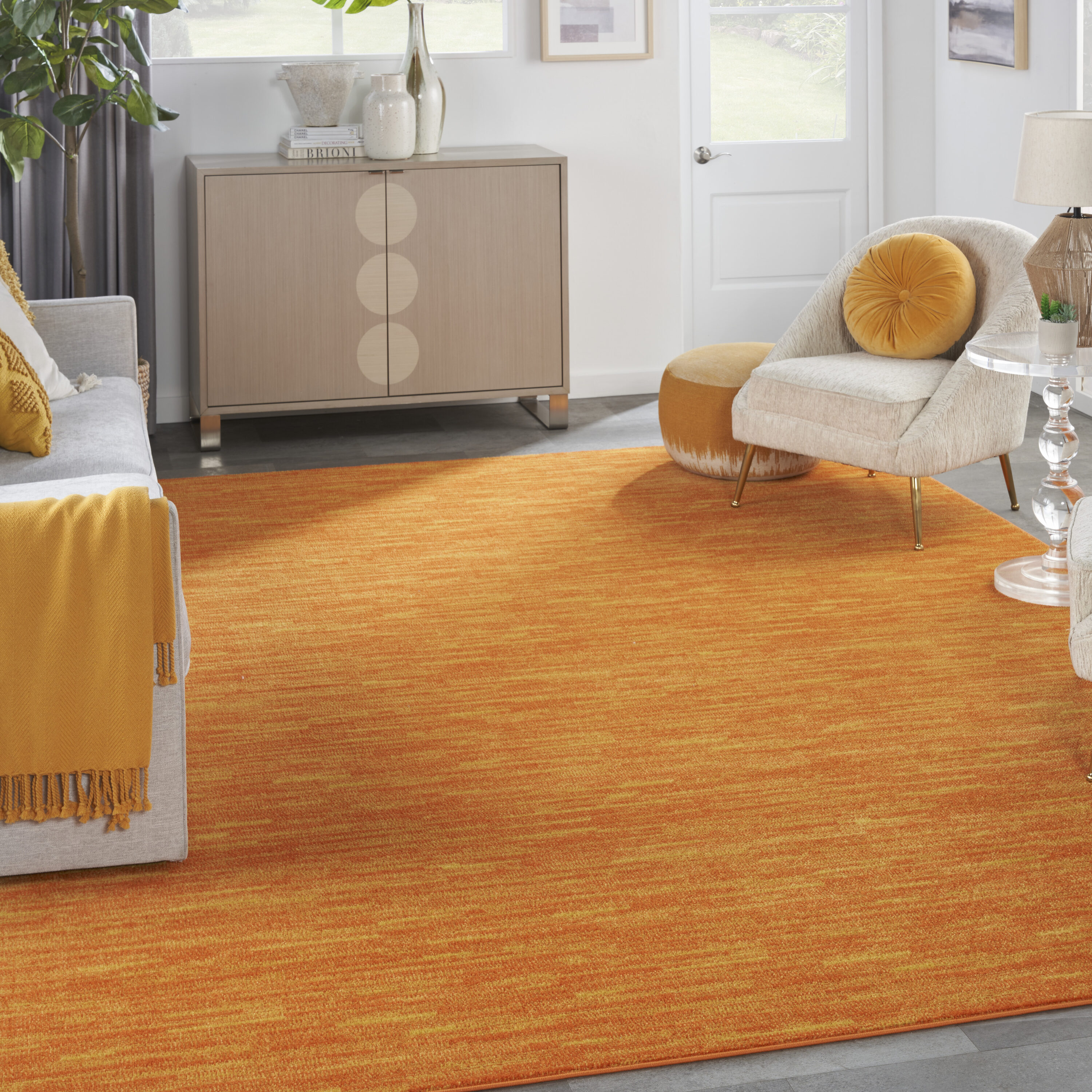 Nourison 99446825230 Essentials 9 x 12 (ft) Loomed Polypropylene Sunburst Rectangular Indoor/Outdoor Solid Area rug