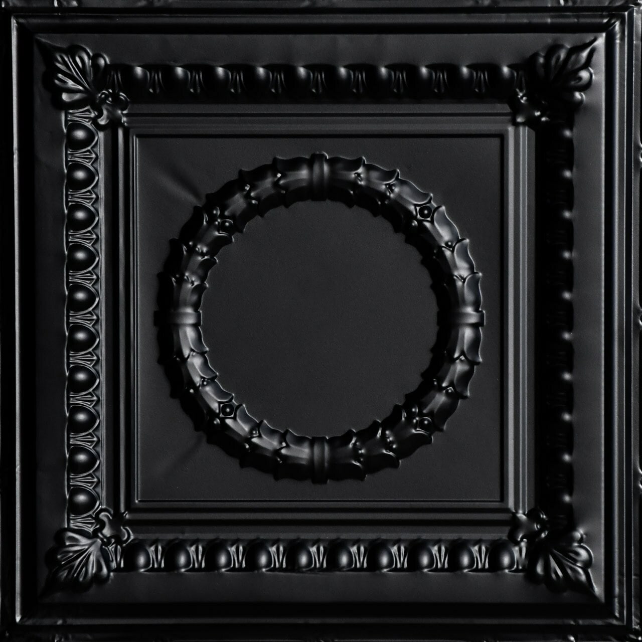 From Plain to Beautiful in Hours SKPC503-BK-24X24-D12 2-ft x 2-ft Victory Satin Black Steel Drop Ceiling Tile ( 12 -Pack, 48-Sq. Feet / Case )