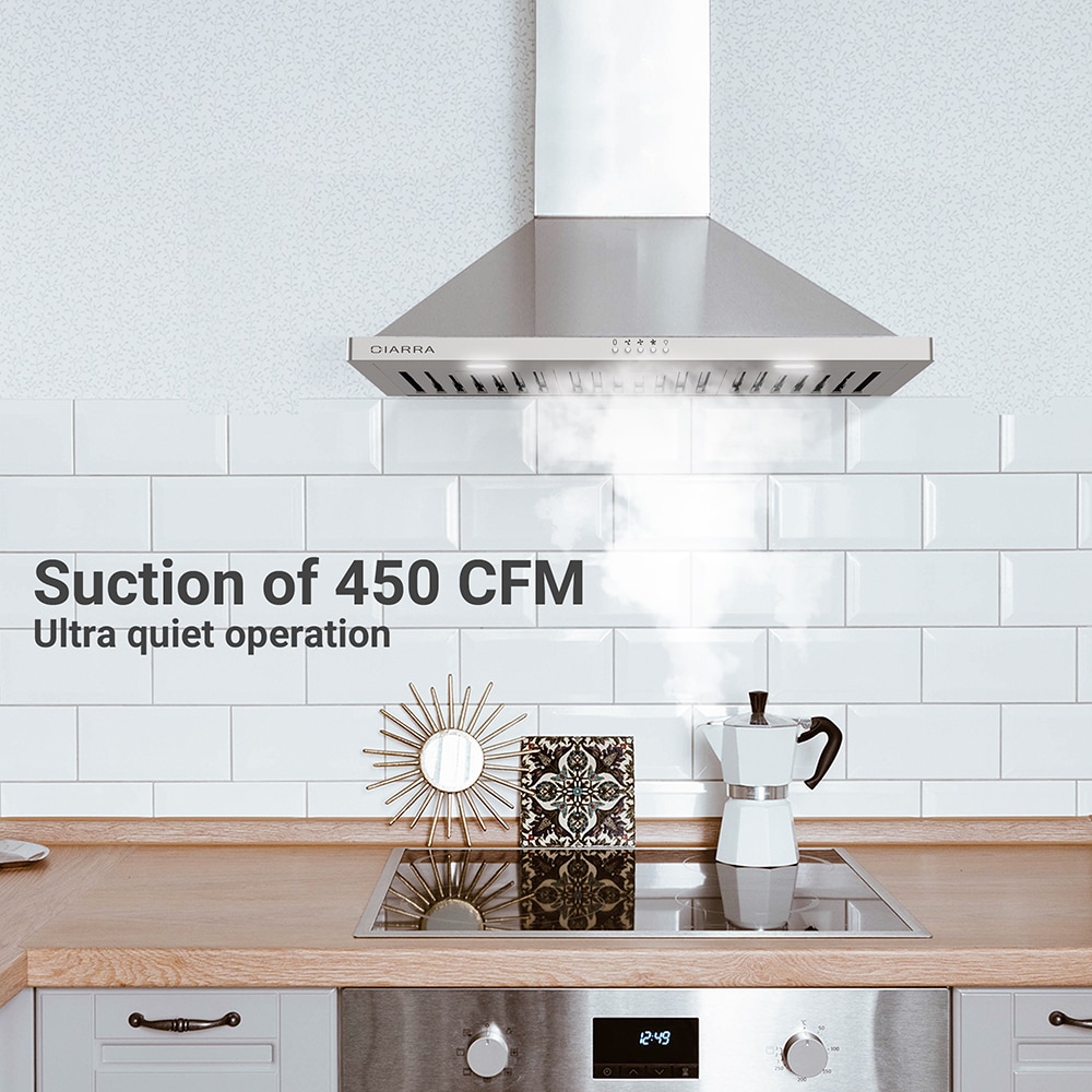 CIARRA 30-in 450-CFM Convertible Stainless Steel Wall-Mounted Range Hood in  the Wall-Mounted Range Hoods department at