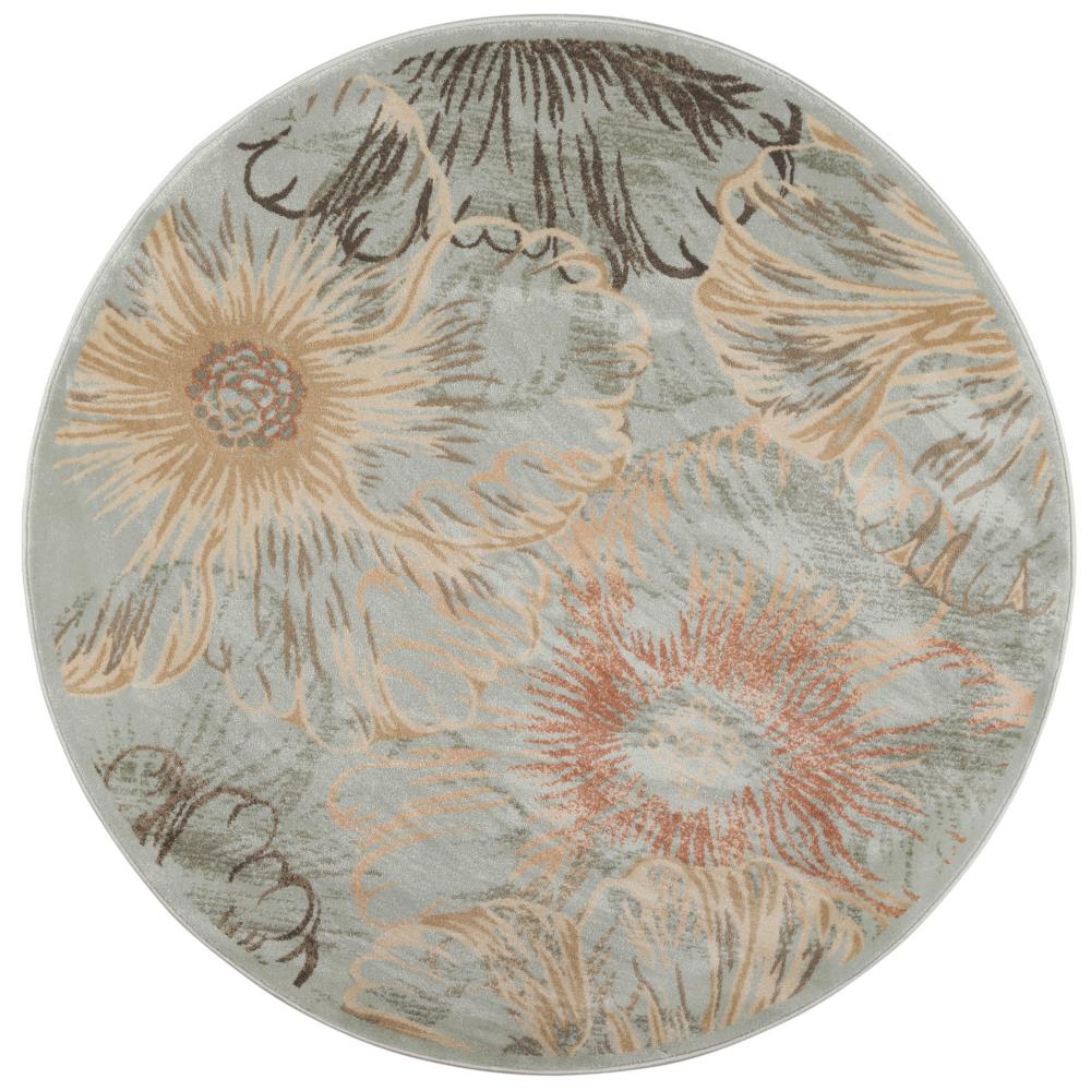 Radici USA 3809/0014/BLUE Garda 5 x 5 (ft) Polypropylene Blue Round Indoor Floral/Botanical Bohemian/Eclectic Area rug